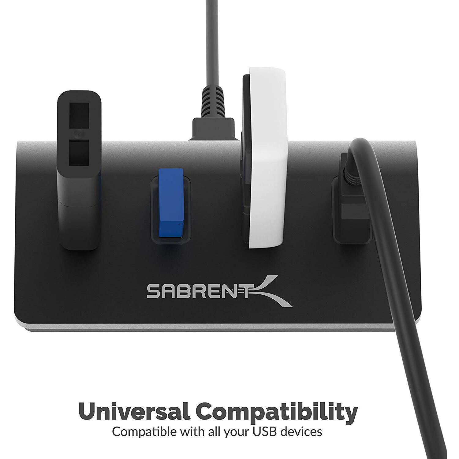SABRENT Mac style 4-port aluminum USB 3.0 hub in black — view 4