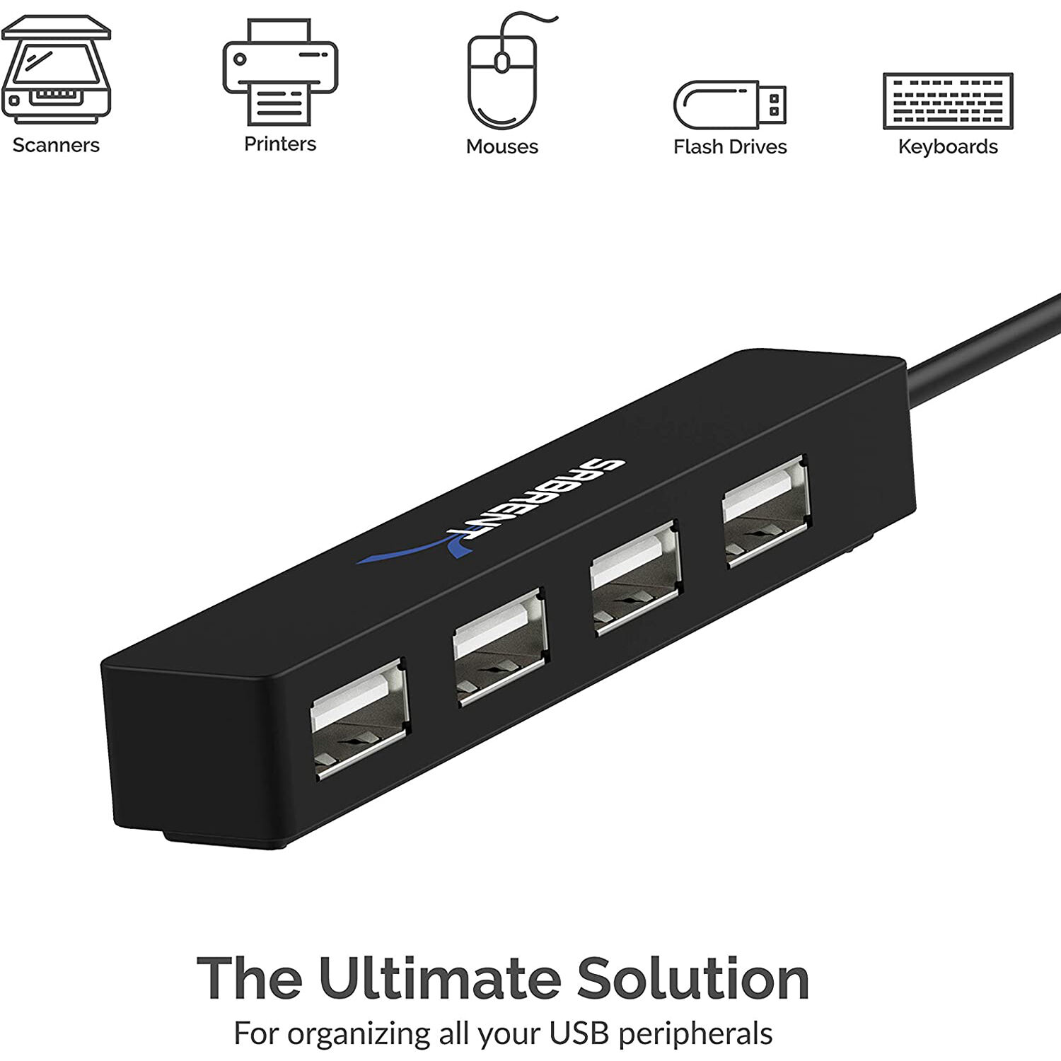 Sabrent HB-MCRM slim 4-port USB 2.0 hub for PC peripheral expansion — view 3
