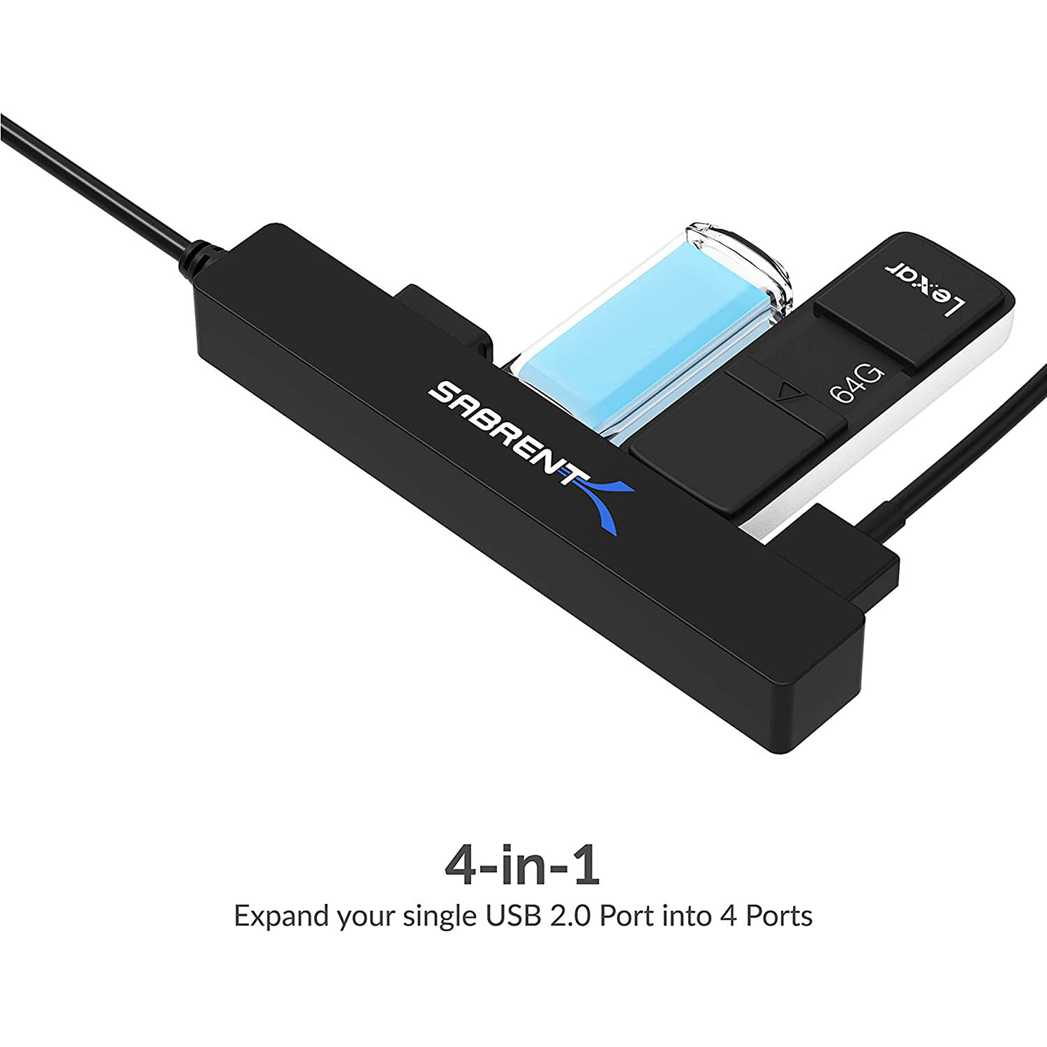 Sabrent HB-MCRM slim 4-port USB 2.0 hub for PC peripheral expansion — view 4