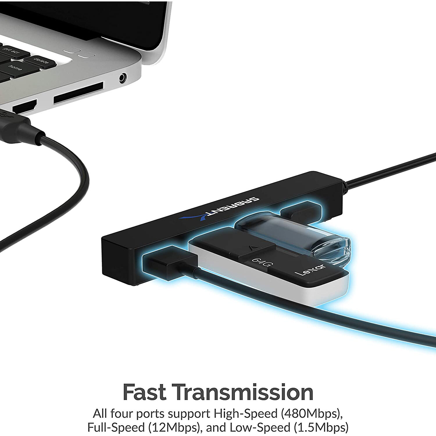 Sabrent HB-MCRM slim 4-port USB 2.0 hub for PC peripheral expansion — view 5