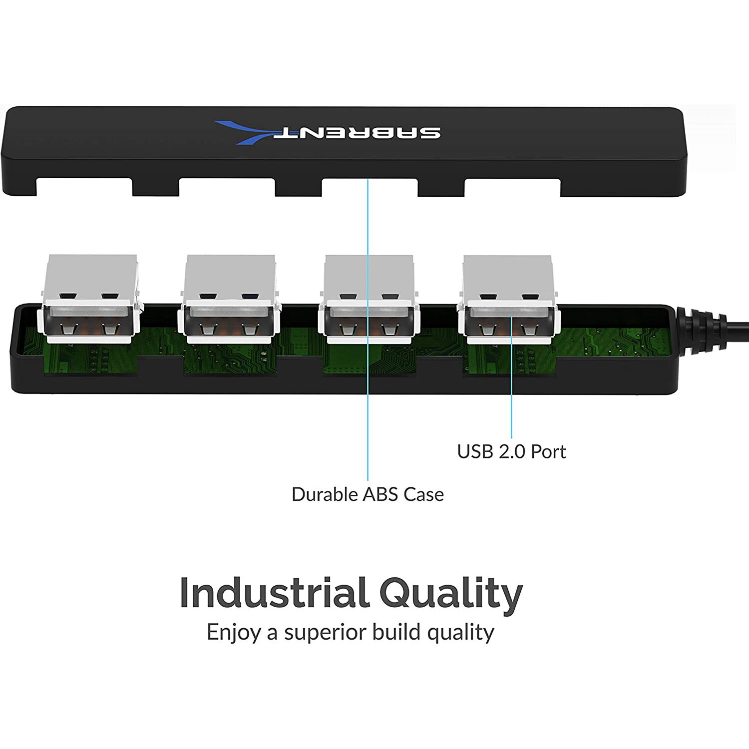 Sabrent HB-MCRM slim 4-port USB 2.0 hub for PC peripheral expansion — view 7