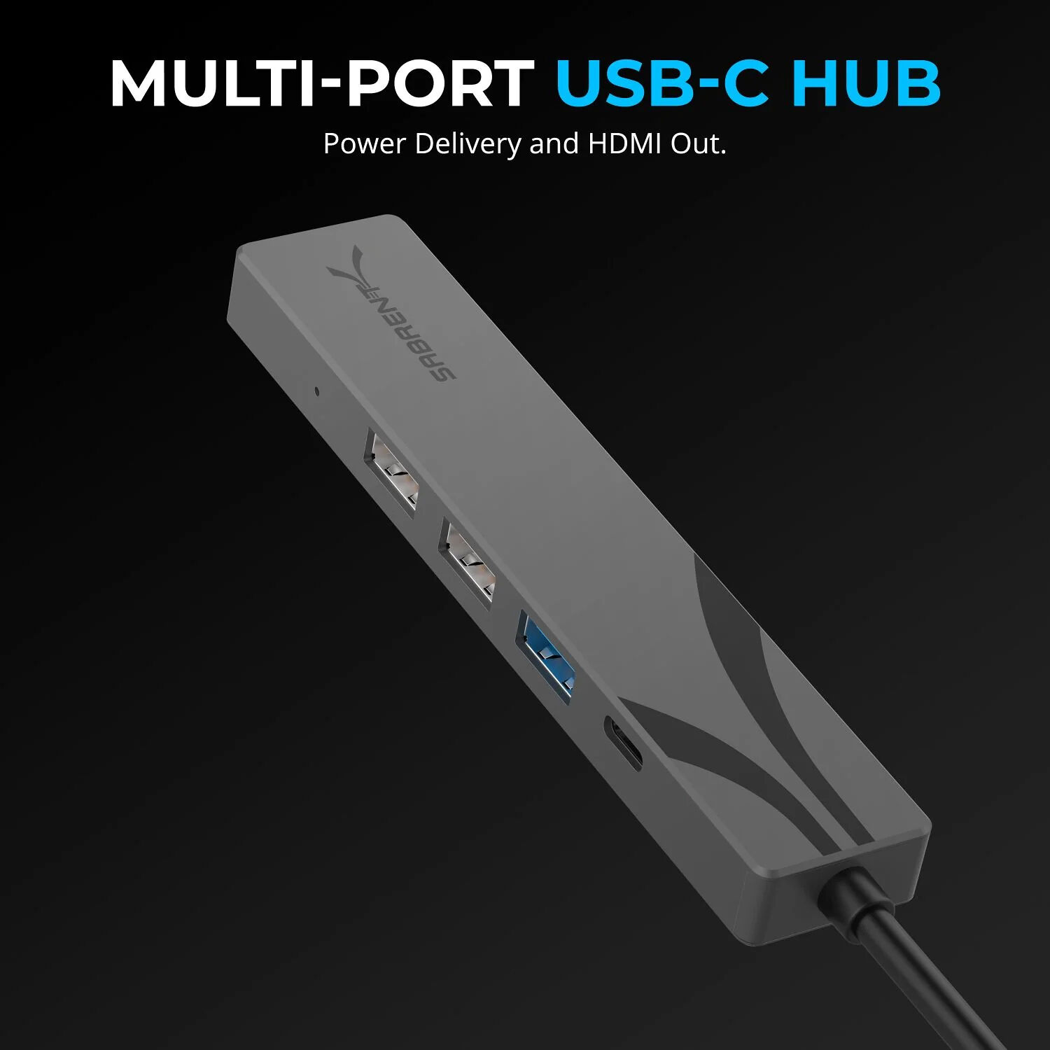 SABRENT USB-C HUB. 90W PD. 4K 60HZ 3 USB A PORTS. HDMI — view 2