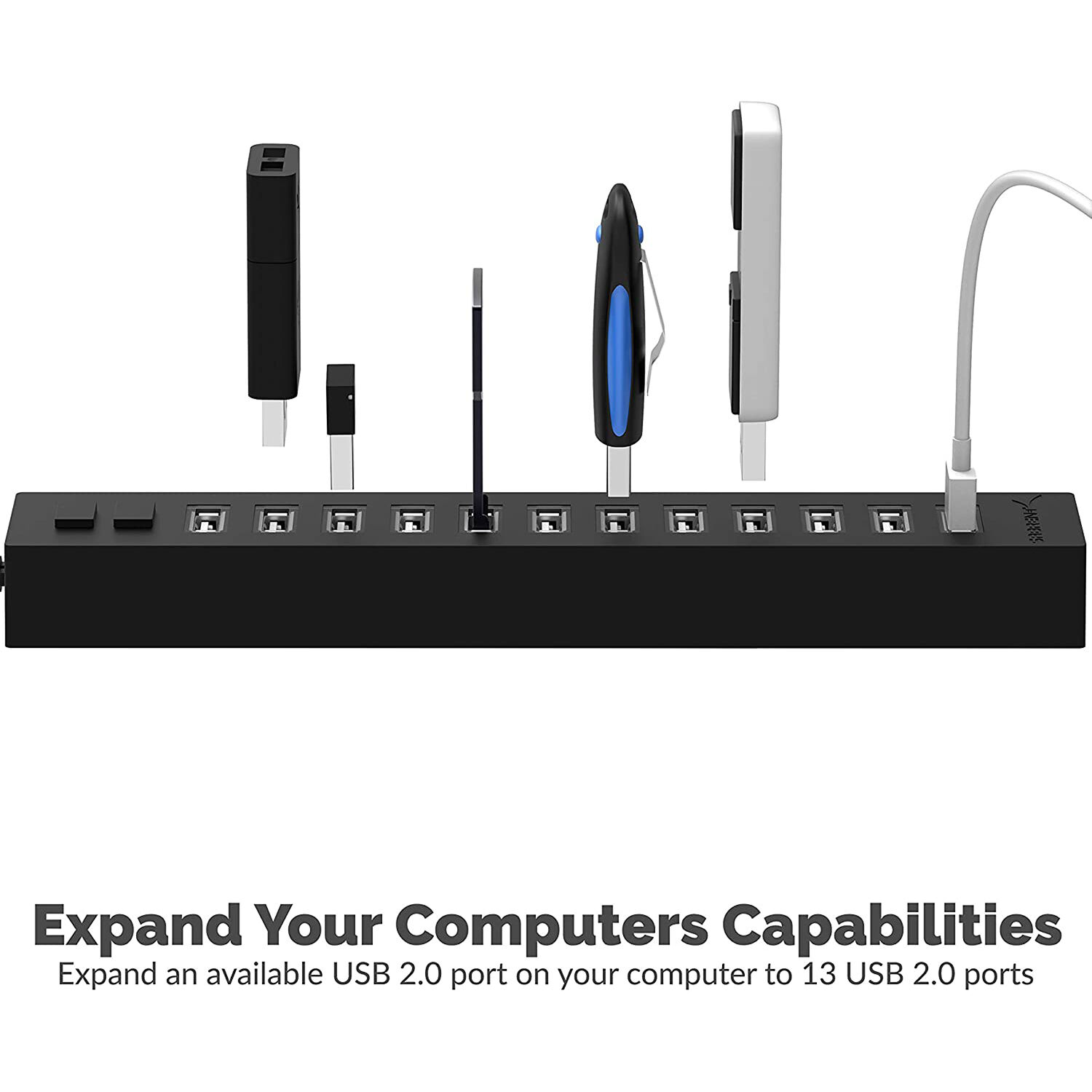 SABRENT HB-U14P 13-port USB 2.0 powered hub with AC power — view 4