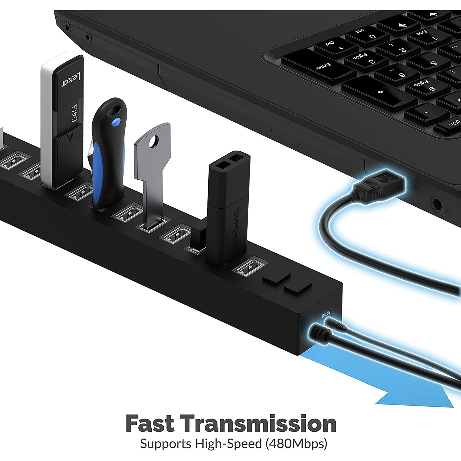 SABRENT HB-U14P 13-port USB 2.0 powered hub with AC power — view 7
