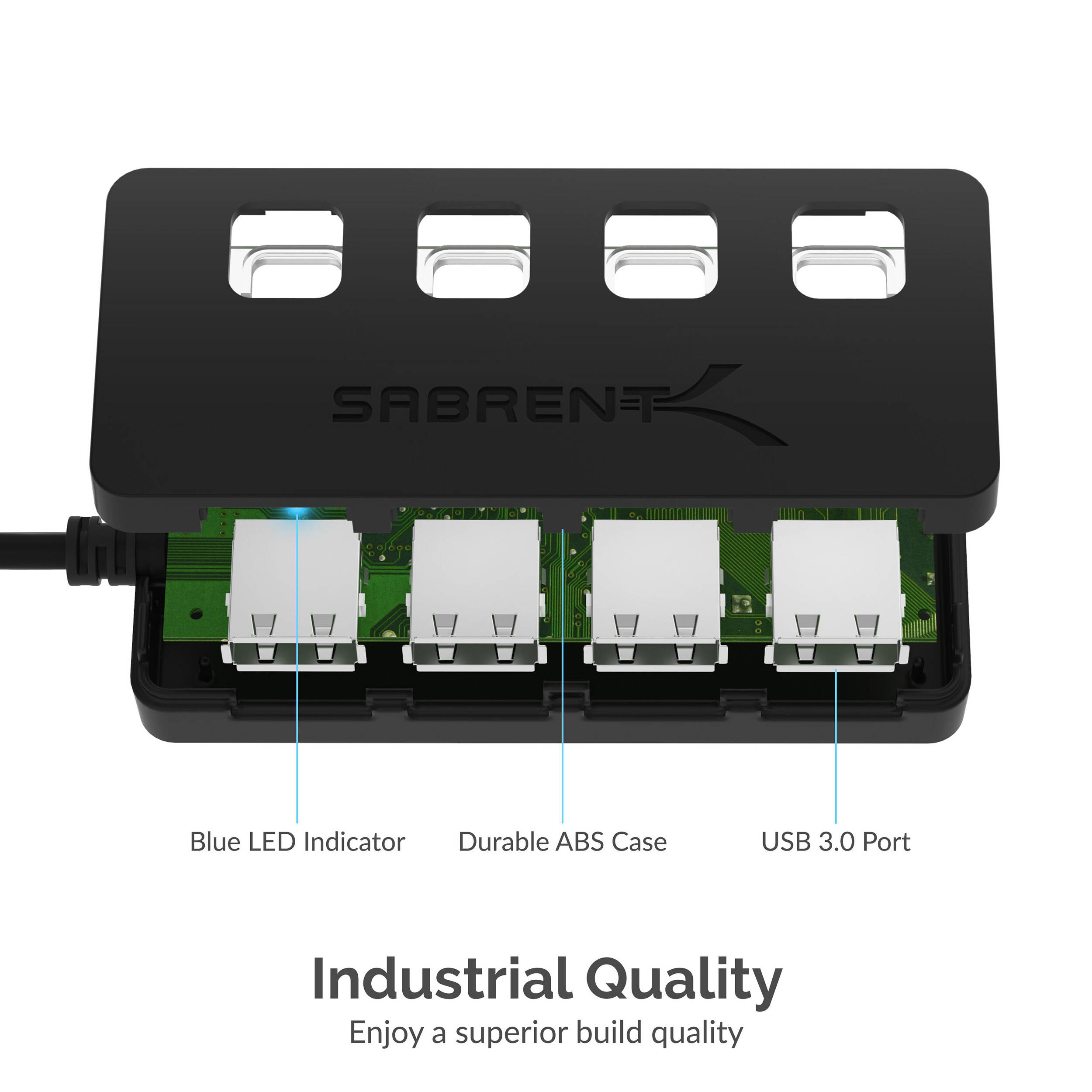 SABRENT USB 3.0 HUB W/ POWER SWITCHES — view 5