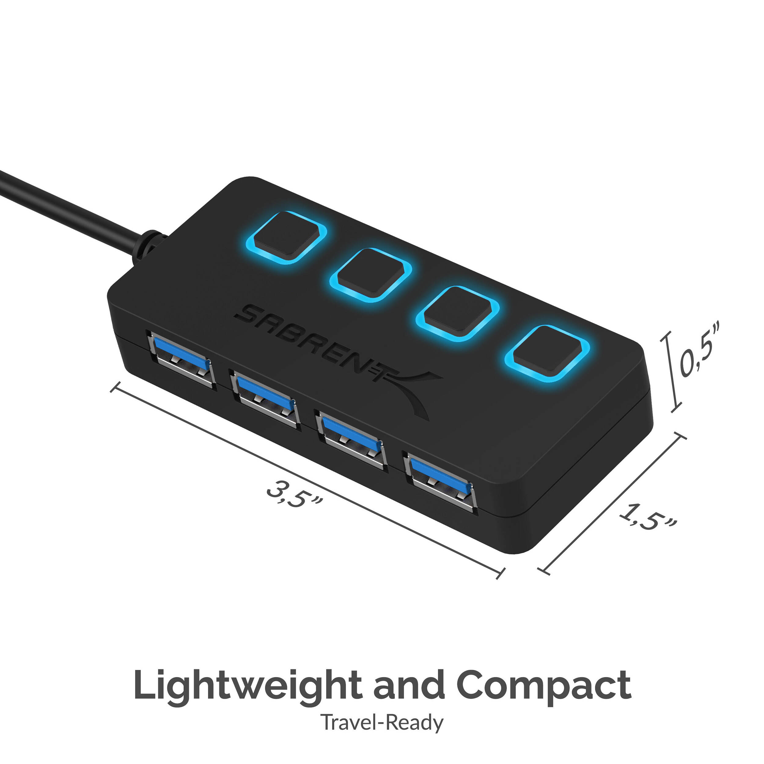 SABRENT USB 3.0 HUB W/ POWER SWITCHES — view 6