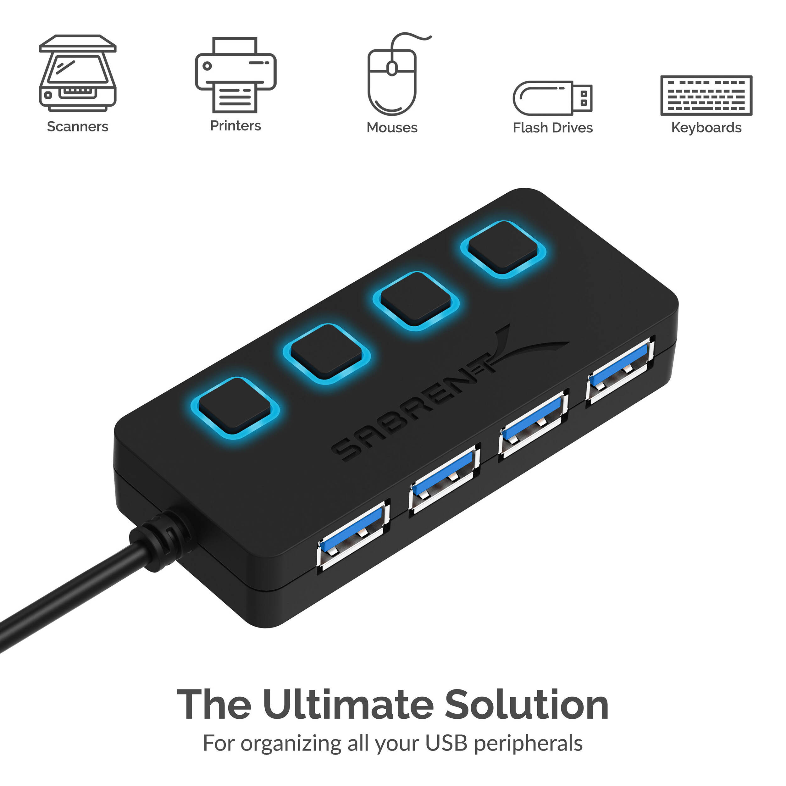 SABRENT USB 3.0 HUB W/ POWER SWITCHES — view 7