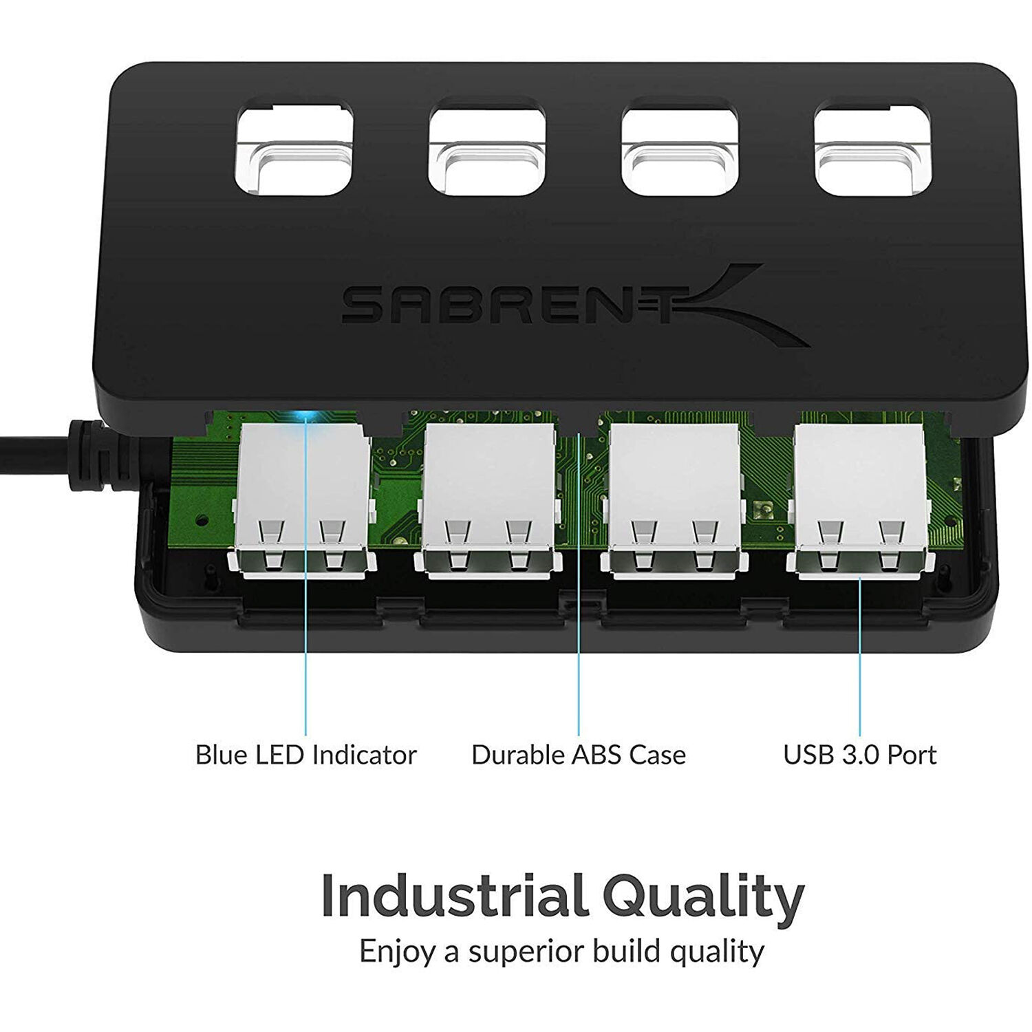 SABRENT 4PORT USB 3.0 HUB WITH POWER ADAPTER AND LED SWITCHES — view 8