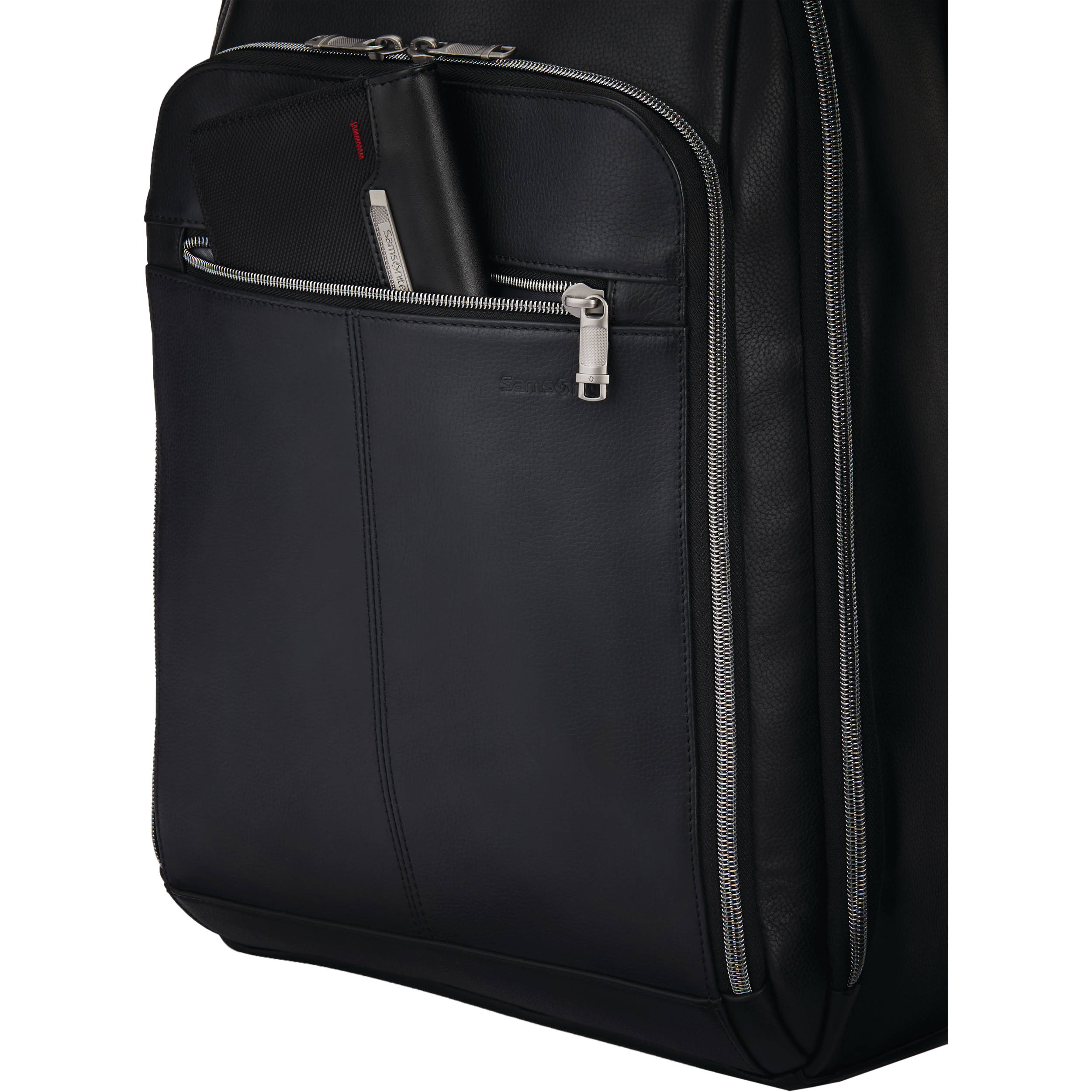 Samsonite black backpack with padded 15.6 in laptop compartment and external zip pocket — view 6