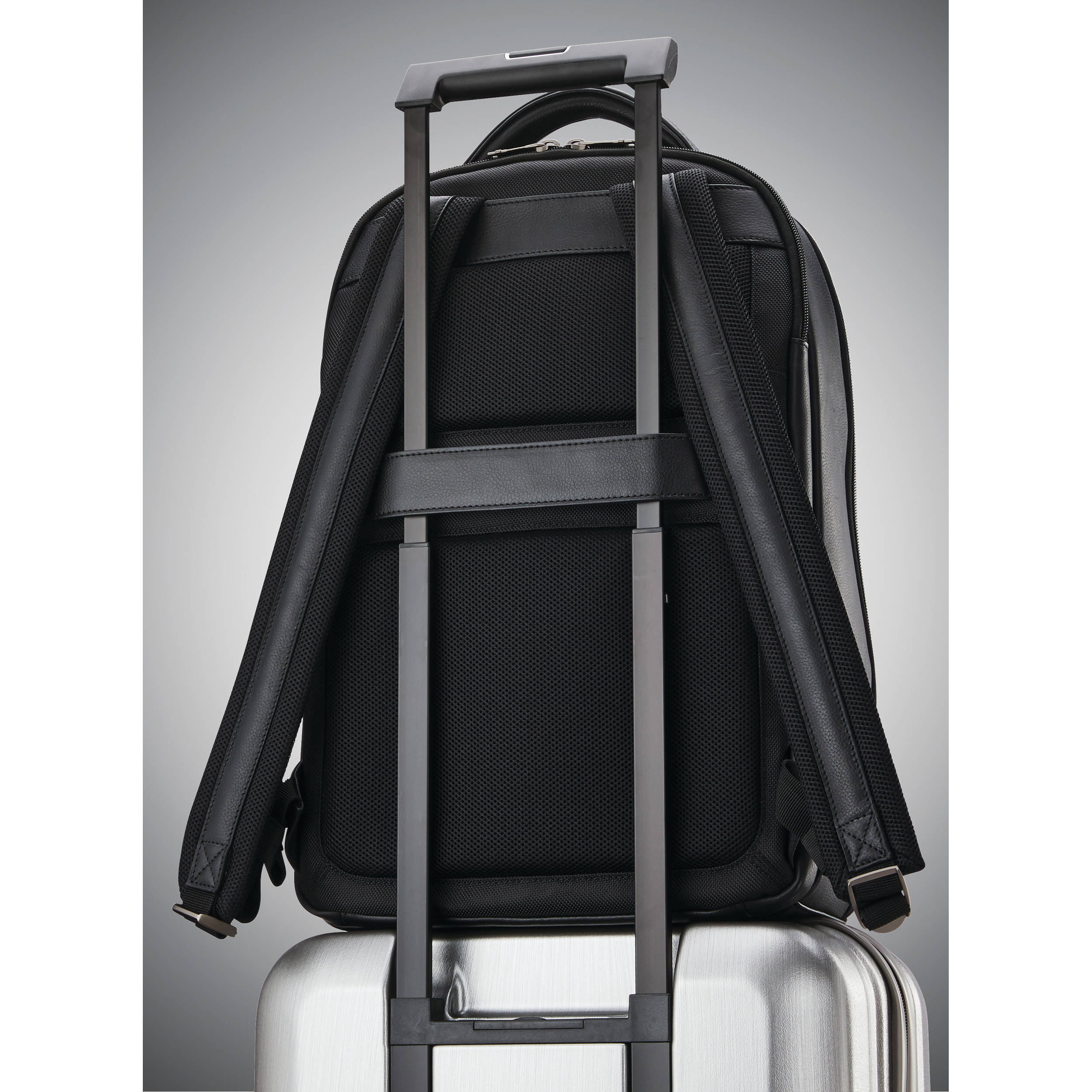 Samsonite black backpack with padded 15.6 in laptop compartment and external zip pocket — view 7