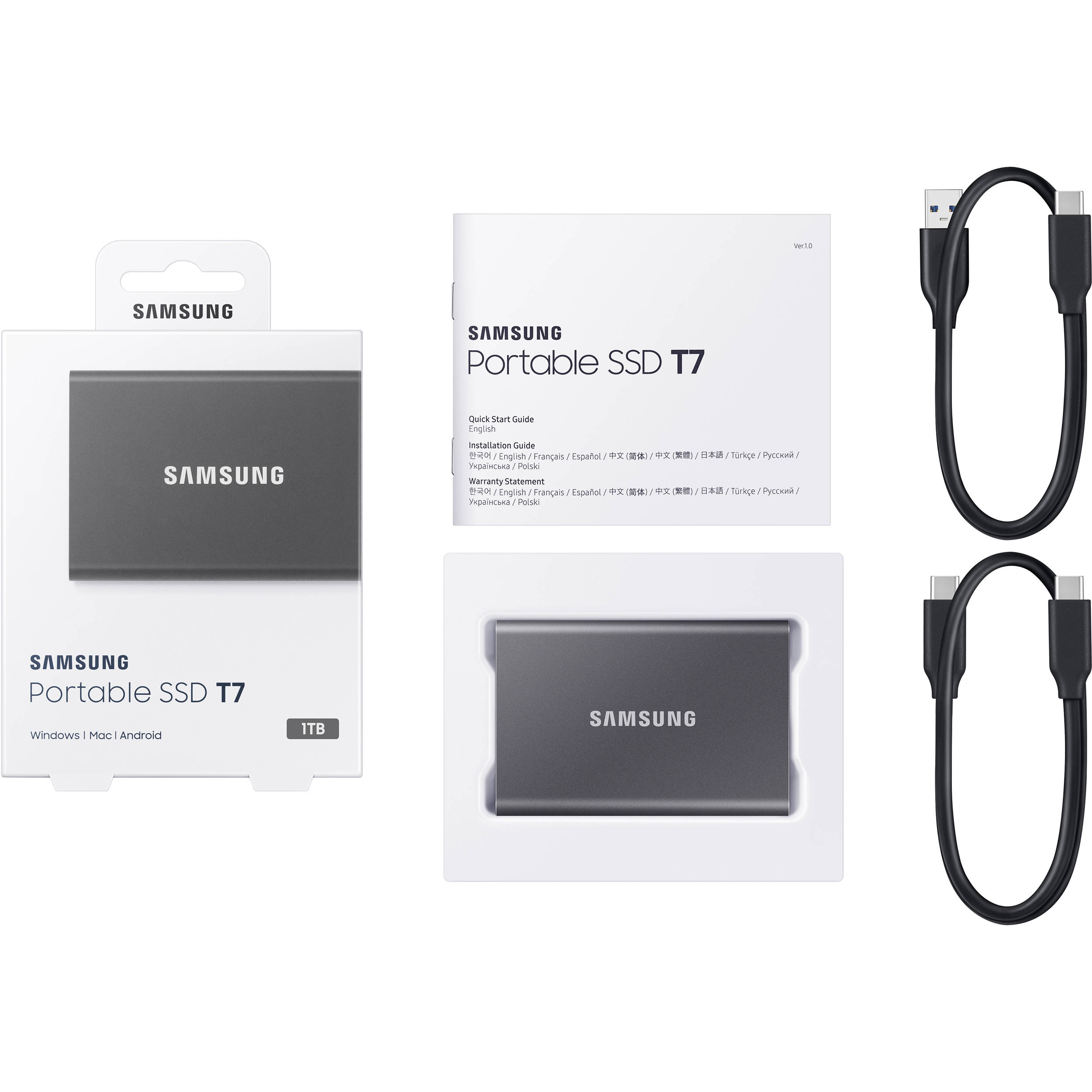 Samsung T7 portable SSD 4 TB gray USB 3.2 Gen 2 external drive — view 7