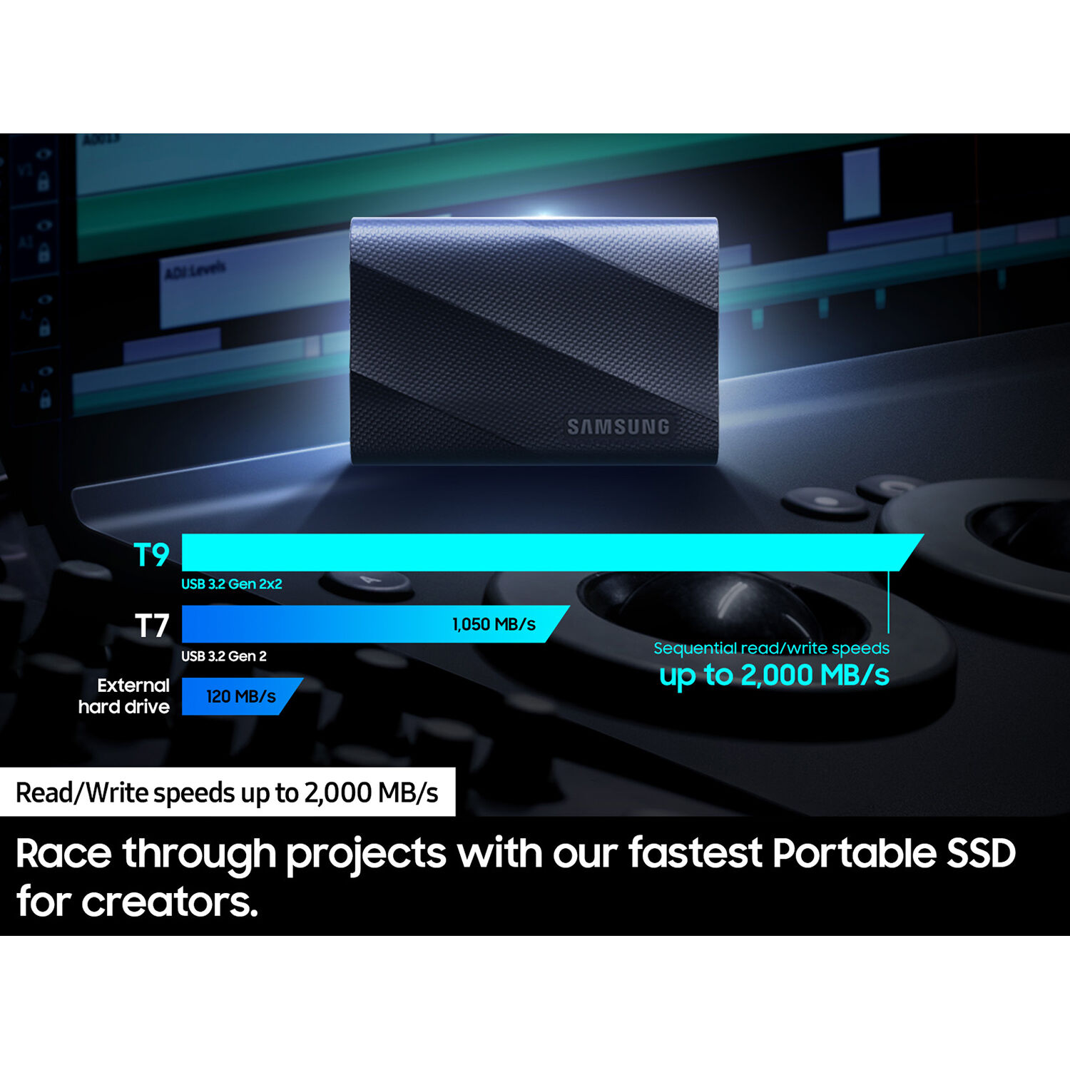 Samsung T9 Portable SSD 1TB external drive with USB-C connection — view 6