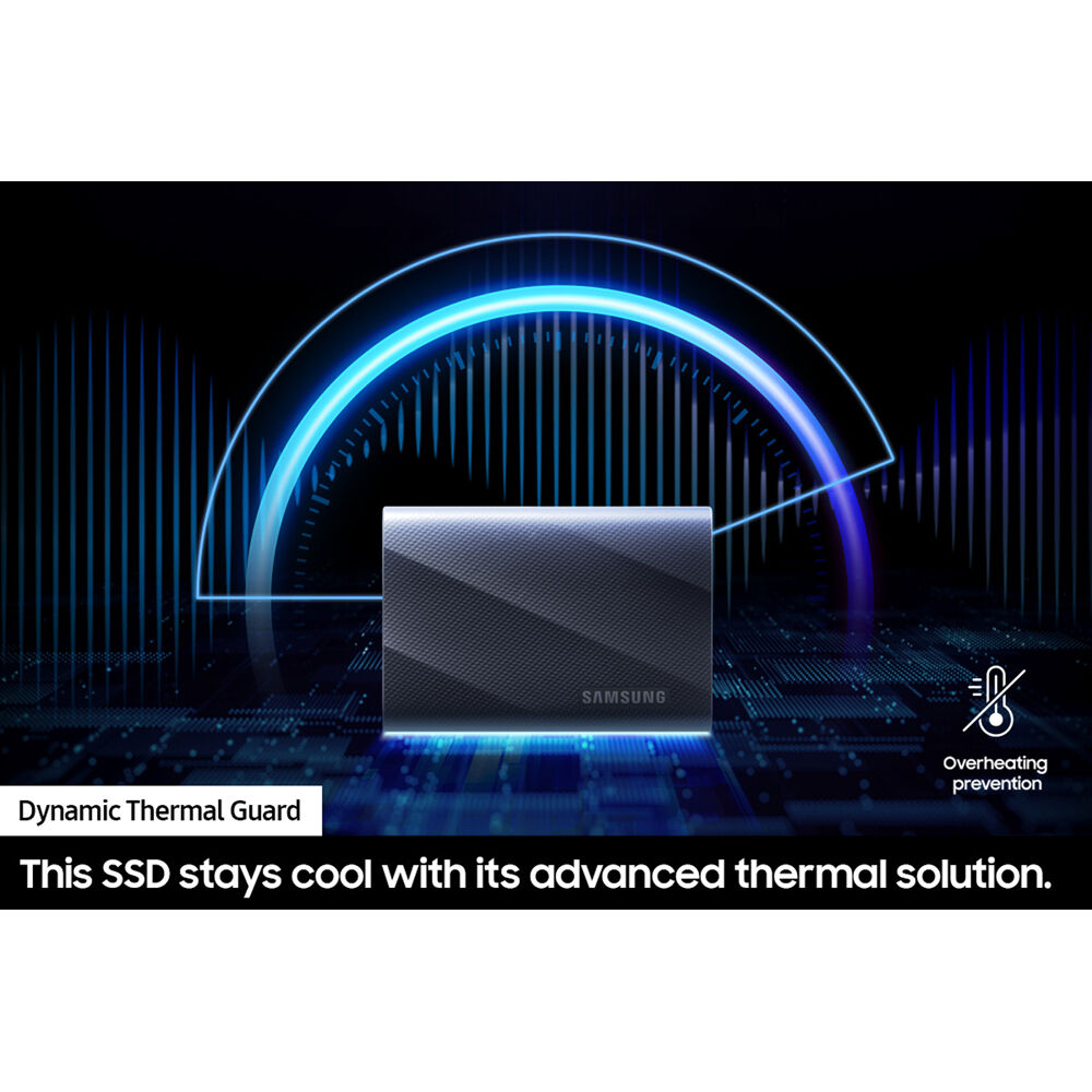 Samsung T9 2TB portable SSD in black with USB-C and USB 3.2 Gen 2x2 connectivity — view 7