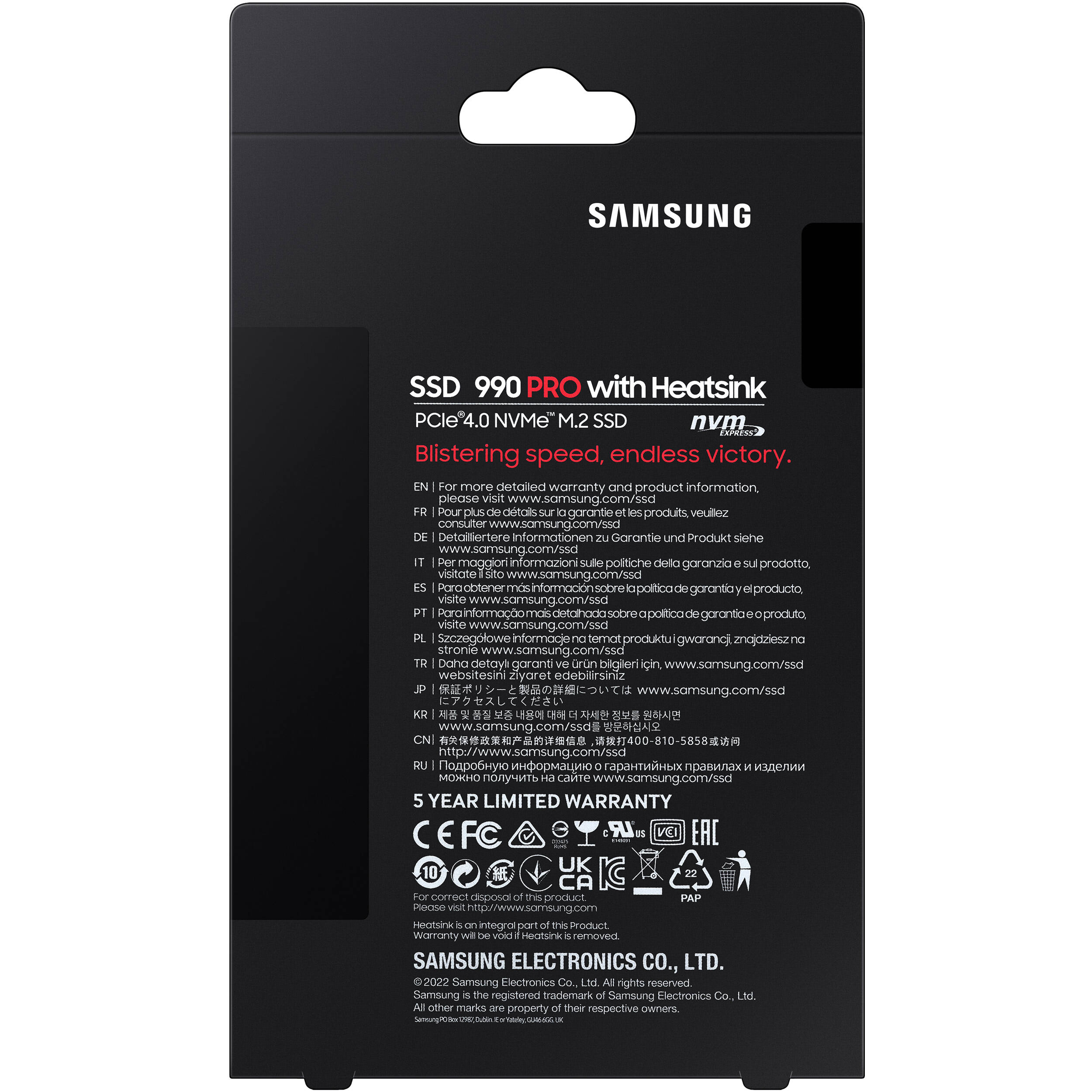 Samsung 1TB 990 PRO M.2 PCIe 4.0 SSD with heatsink — view 8