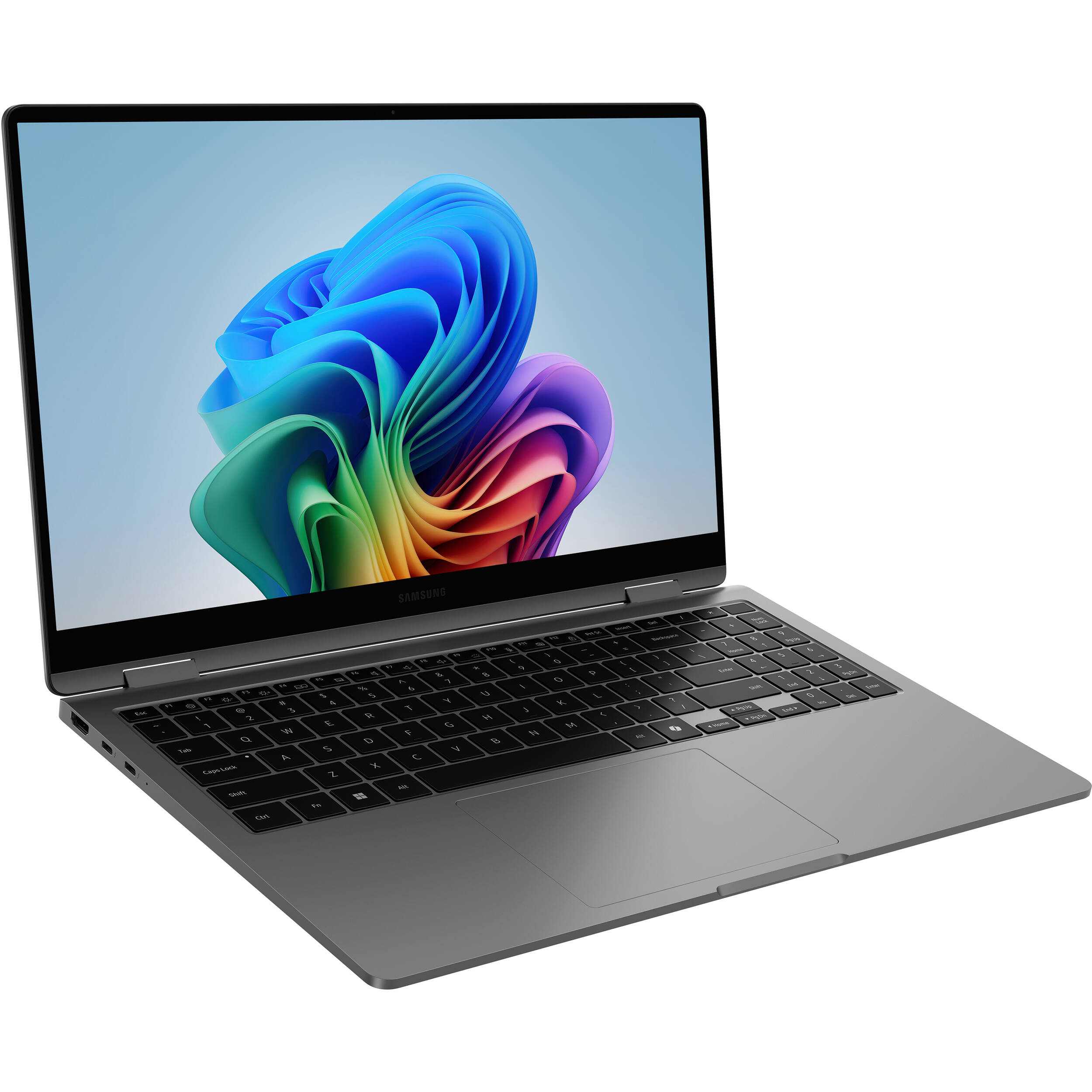 Samsung Galaxy Book5 360 15.6-inch gray 2-in-1 laptop with convertible touchscreen design — view 3