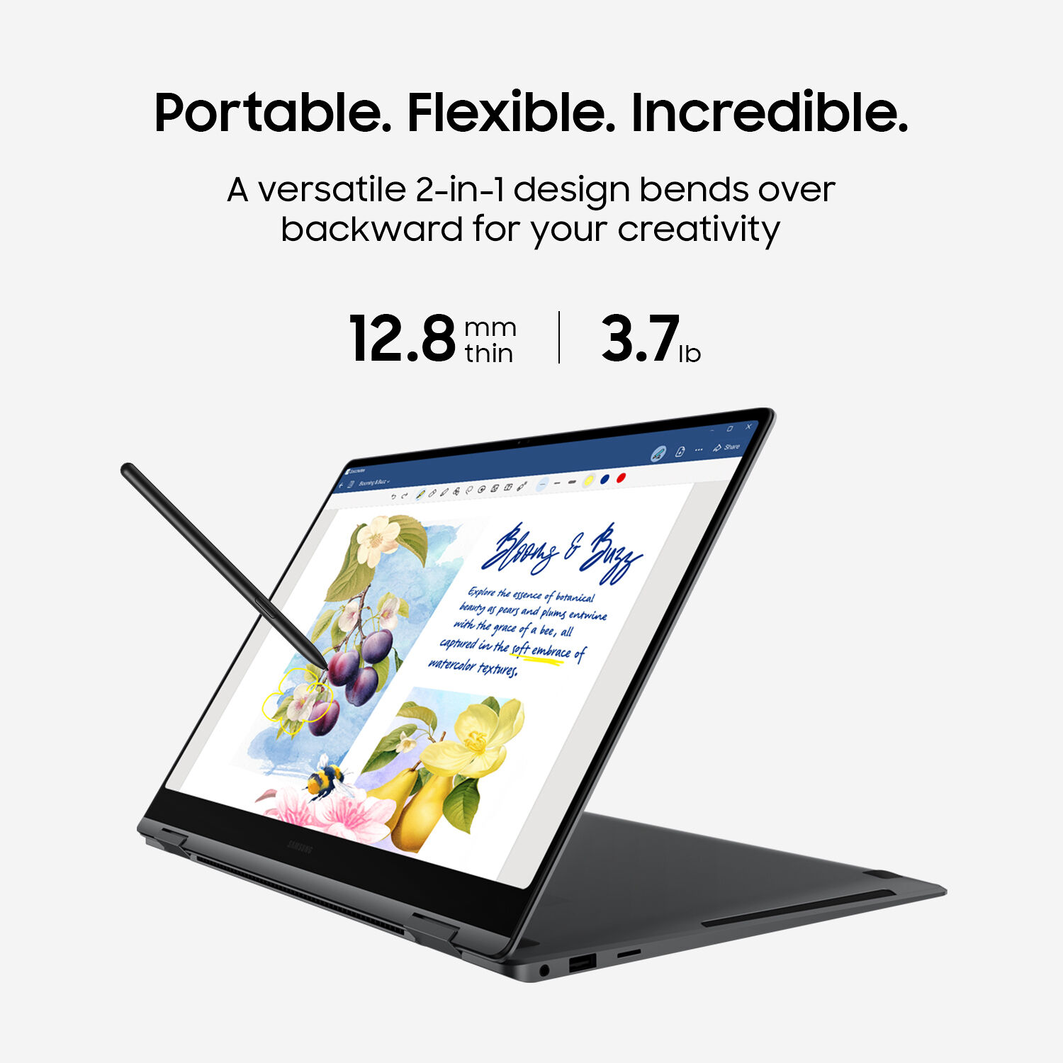 Samsung Galaxy Book5 Pro 360 16-inch gray 2-in-1 laptop with Intel Core Ultra 7, 32 GB RAM, and 1 TB SSD — view 14