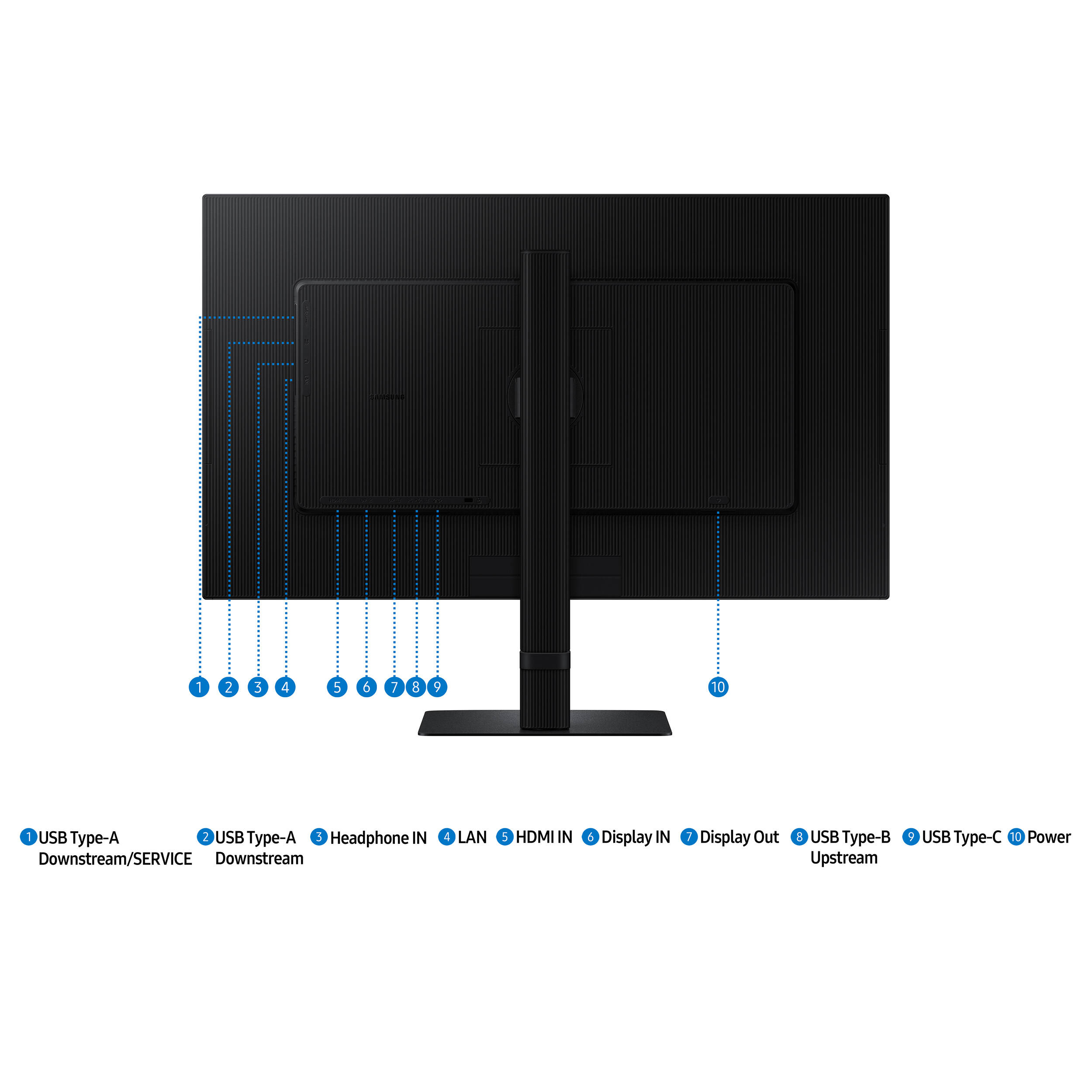 Samsung 27-inch QHD IPS monitor with USB-C, KVM, LAN, HDMI, DisplayPort, and adjustable stand — view 15
