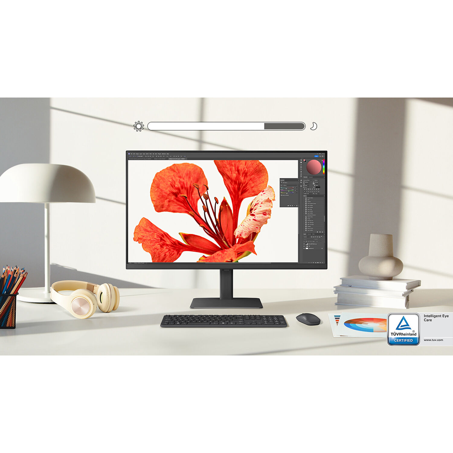 Samsung 27-inch QHD IPS monitor with USB-C, KVM, LAN, HDMI, DisplayPort, and adjustable stand — view 22