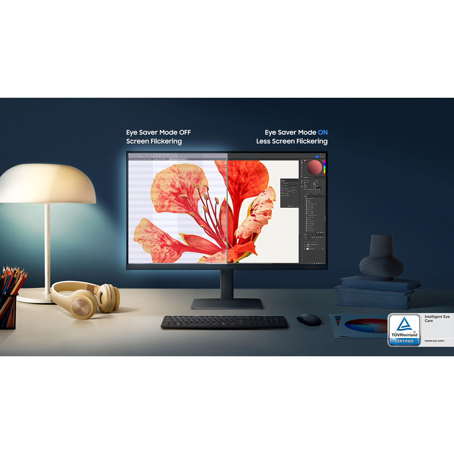Samsung 27-inch QHD IPS monitor with USB-C, KVM, LAN, HDMI, DisplayPort, and adjustable stand — view 23