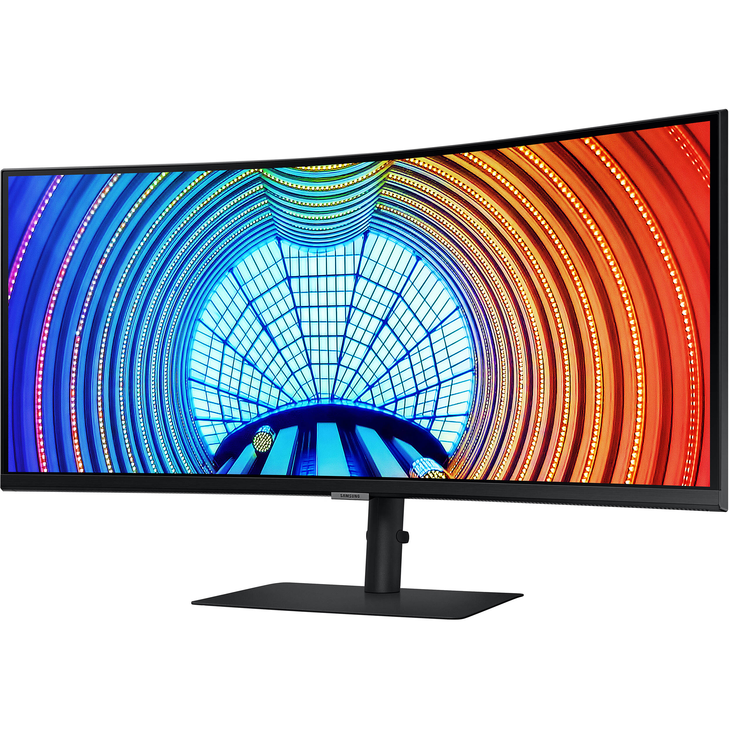 Samsung 34-inch curved ultrawide monitor with WQHD resolution, USB-C 90 W, HDR10, LAN, and adjustable stand — view 3
