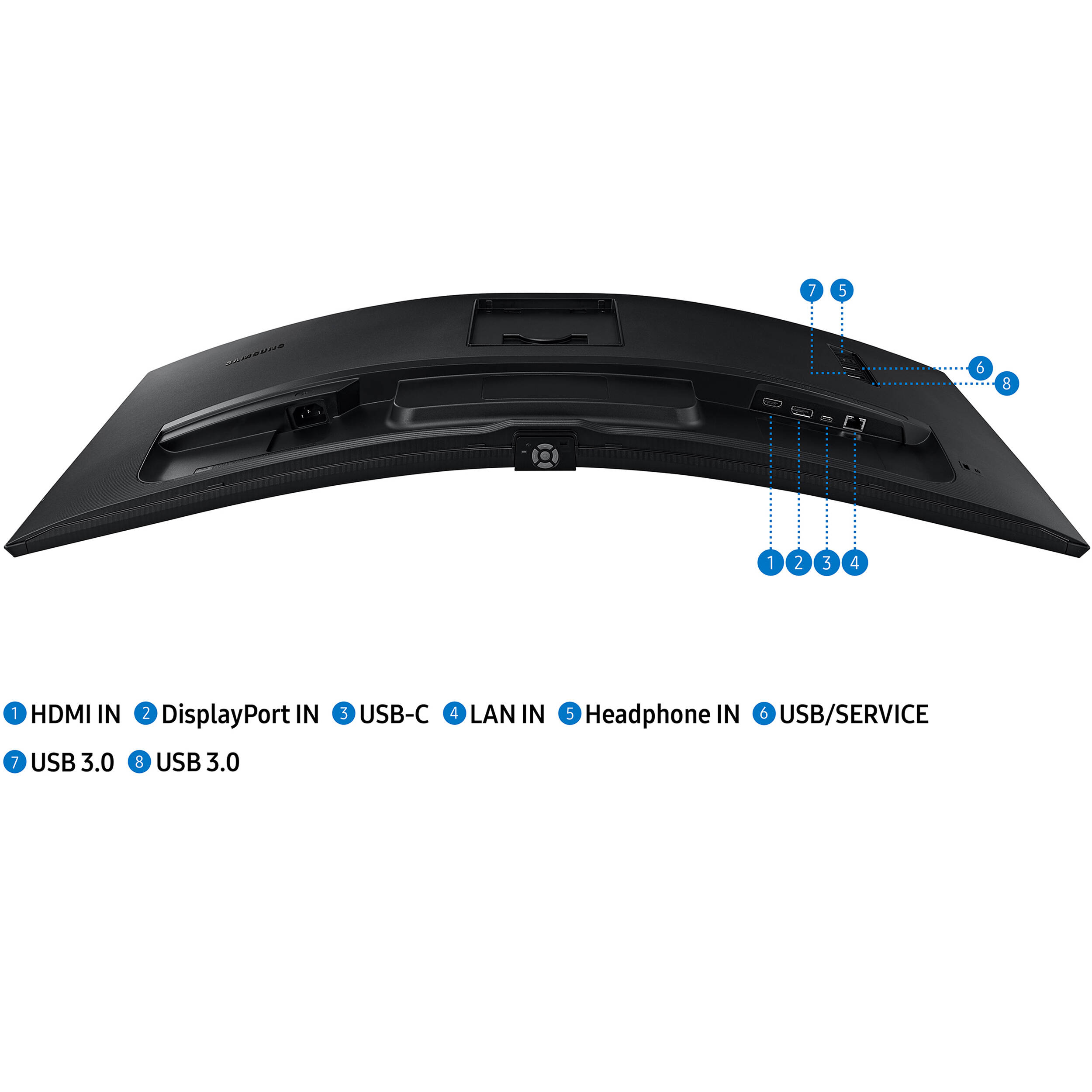 Samsung 34-inch curved ultrawide monitor with WQHD resolution, USB-C 90 W, HDR10, LAN, and adjustable stand — view 7