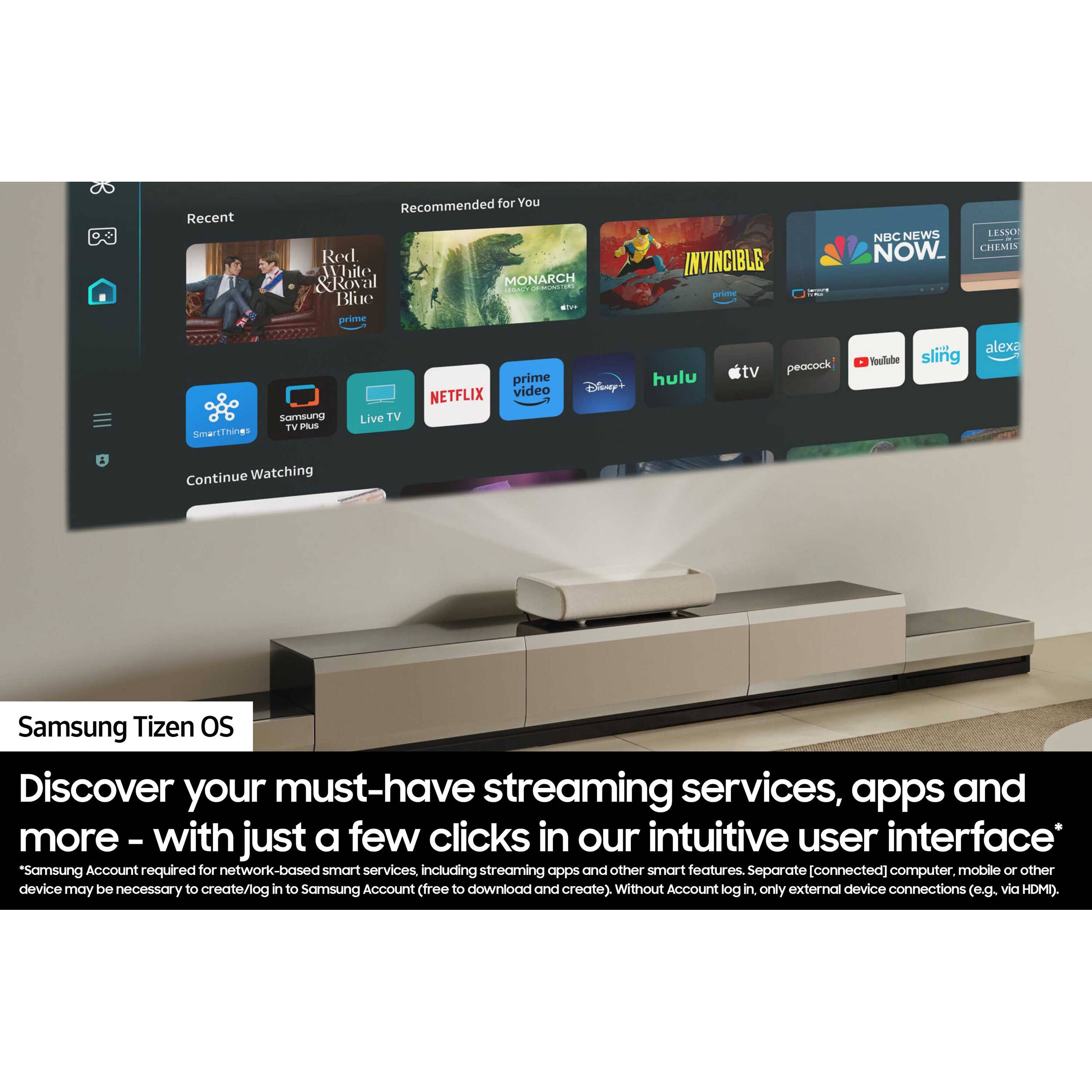 Samsung SP-LPU9DSAXXZA 4K 3,200 lumen triple-laser projector for premium home theater — view 9