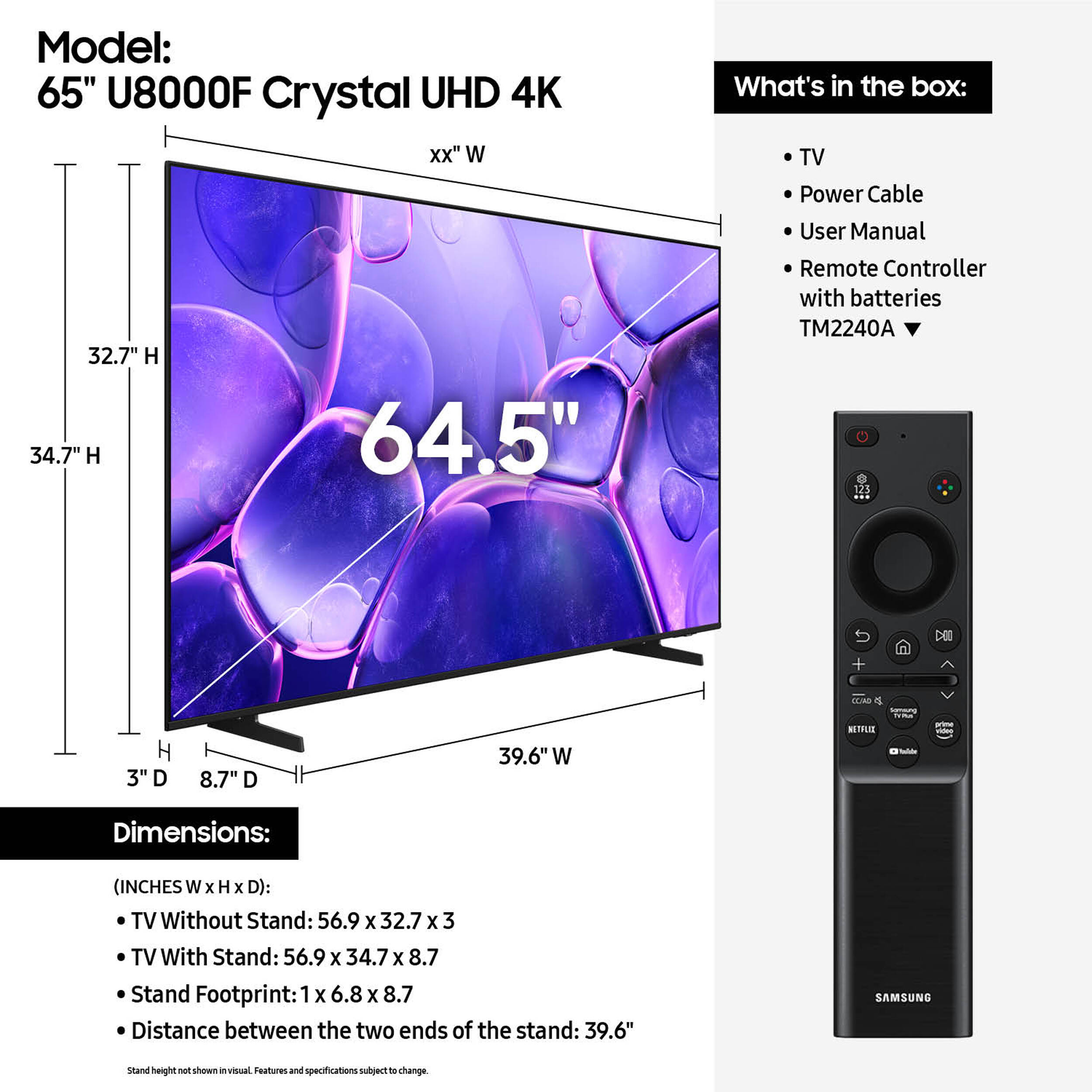 Samsung 65-inch 4K UHD LED smart TV for streaming and everyday home entertainment — view 5