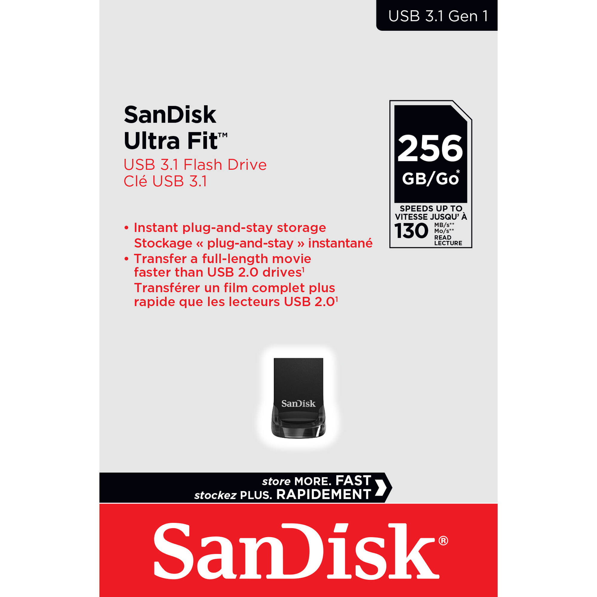 Western Digital 256GB Ultra Fit USB flash drive, compact low-profile USB 3.0 storage device — view 5