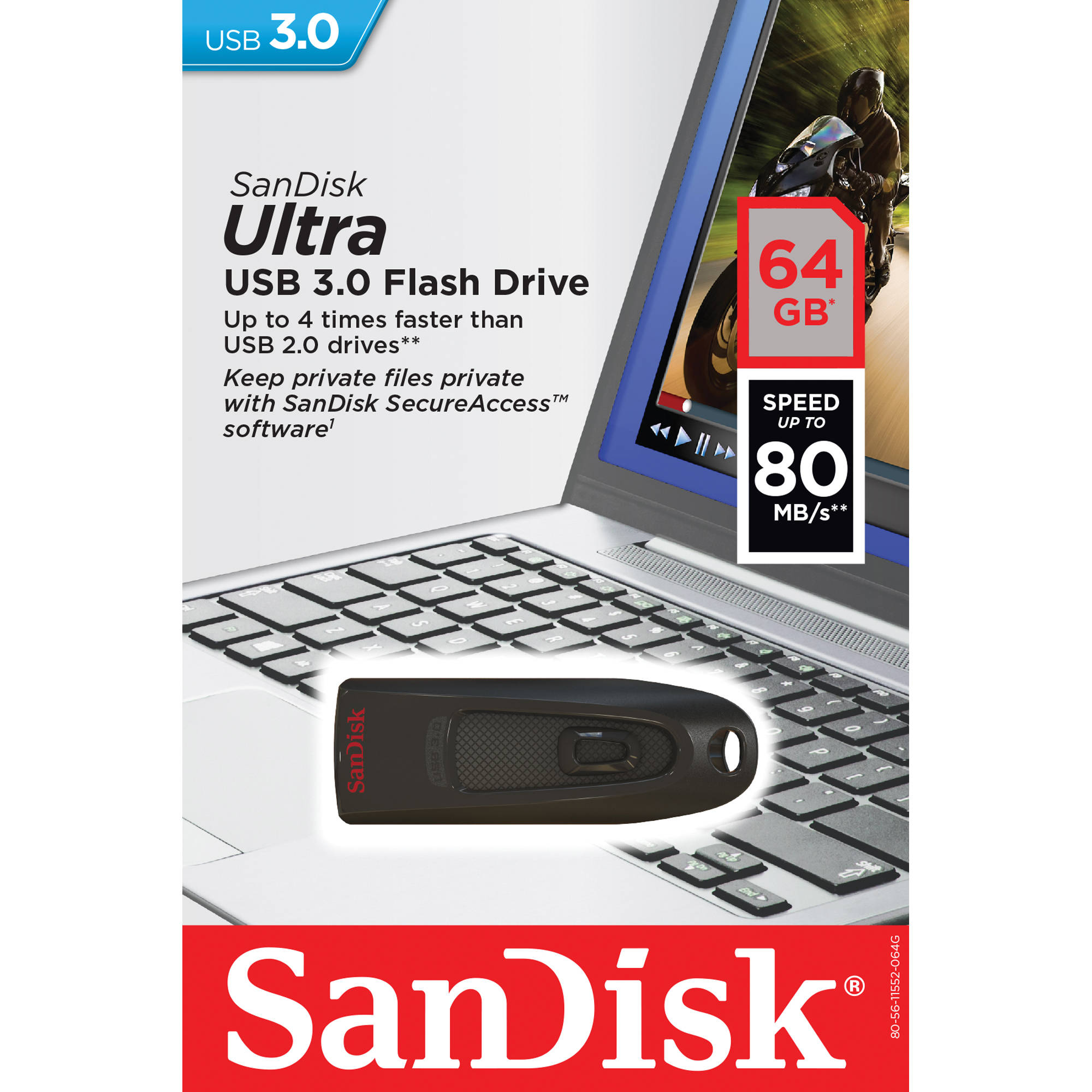 SanDisk Ultra 64GB USB 3.0 flash drive in black — view 7