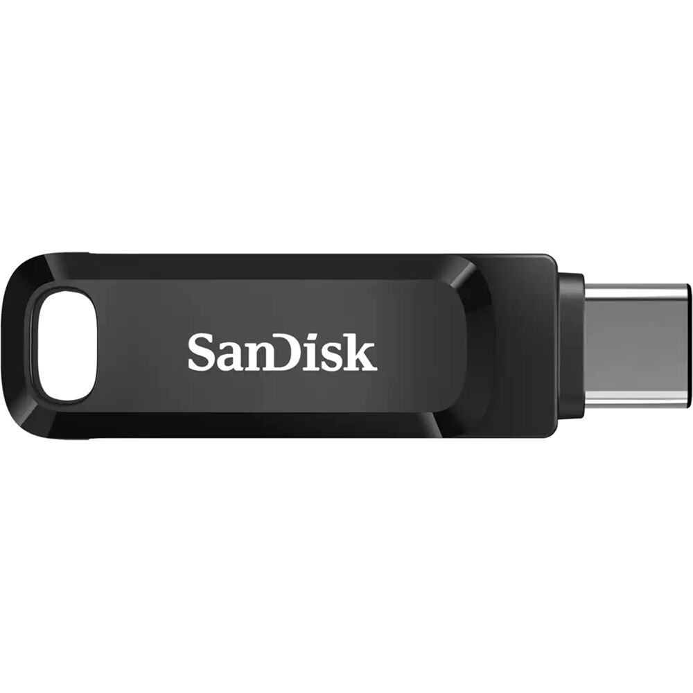 SanDisk 64GB dual USB Type-C flash drive with USB-C and USB-A connectors, plastic housing — view 2