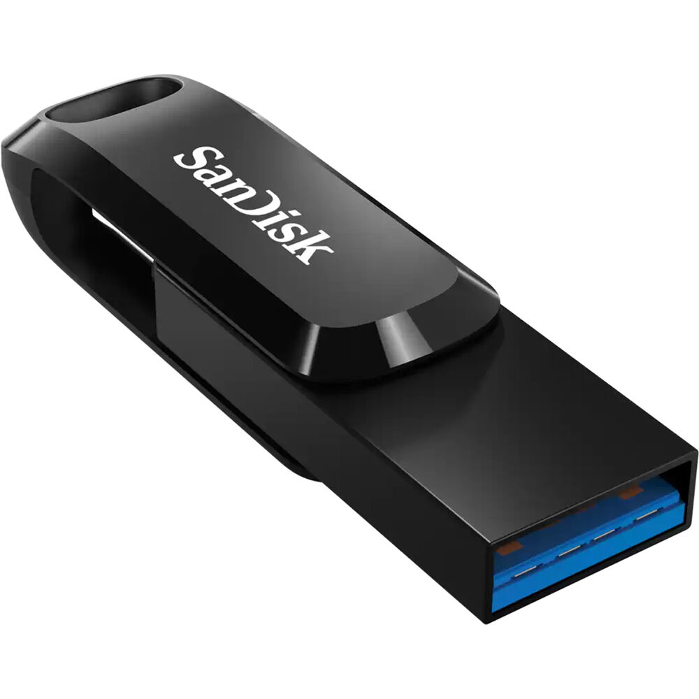 SanDisk 64GB dual USB Type-C flash drive with USB-C and USB-A connectors, plastic housing — view 4