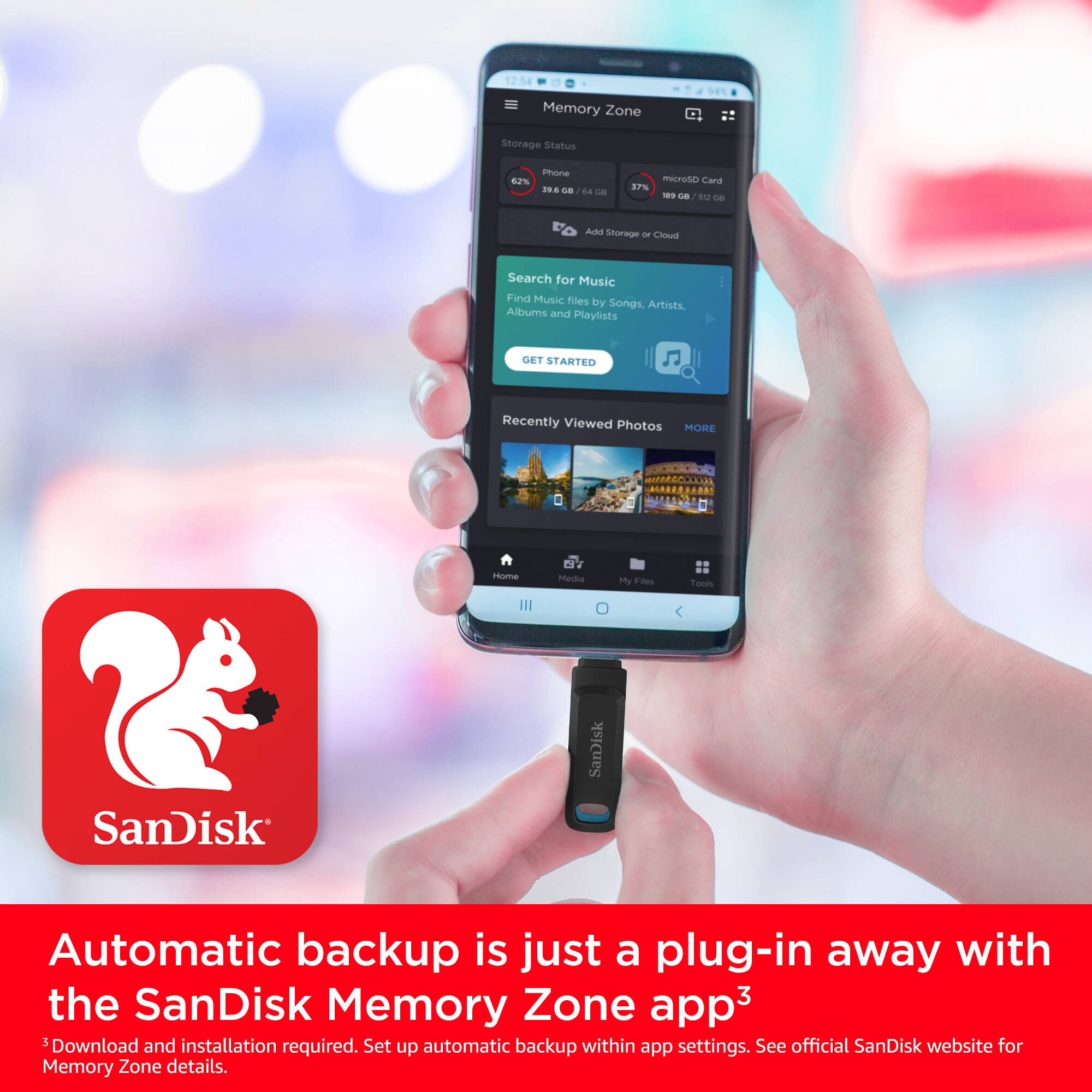 SanDisk 64GB dual USB Type-C flash drive with USB-C and USB-A connectors, plastic housing — view 8