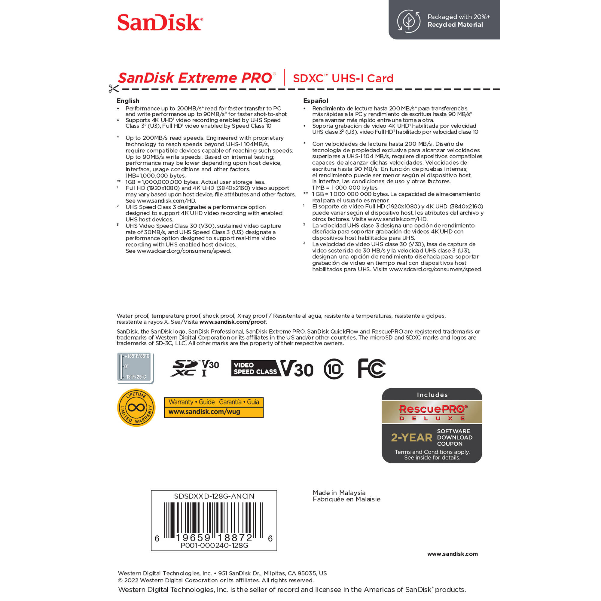 128GB SANDISK EXTREME PRO SD UHS-I — view 5