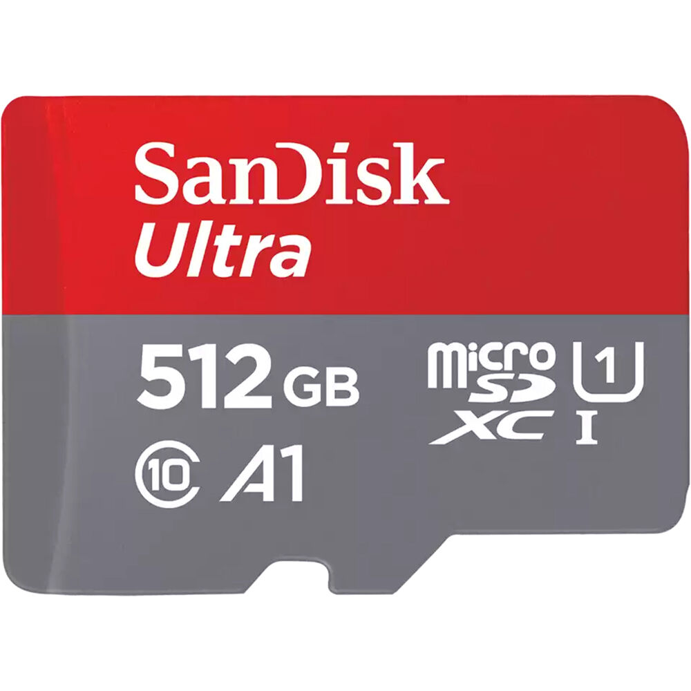 Sandisk Ultra Microsdhc Memory Card, 512gb, 150mb/S, C10, Uhs, U1, A1, Card W/Ad