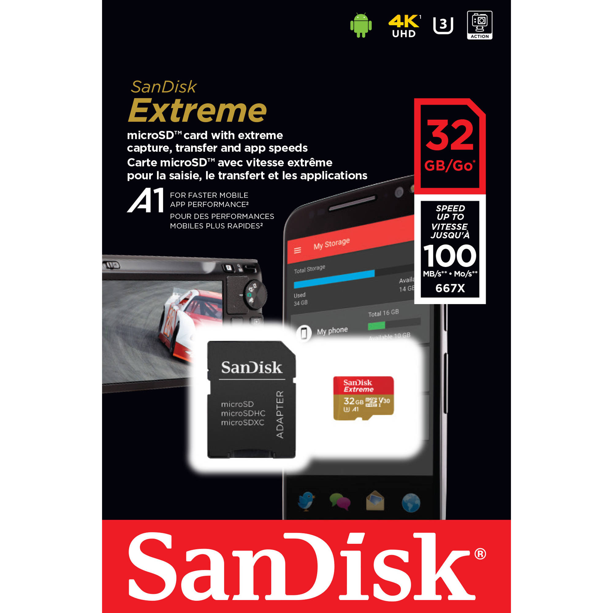 SANDISK - RETAIL MOBILE EXTREME USD 100/60MB/S C10 UHS U3 V30 A1 CARD+ADAPTER TF — view 5