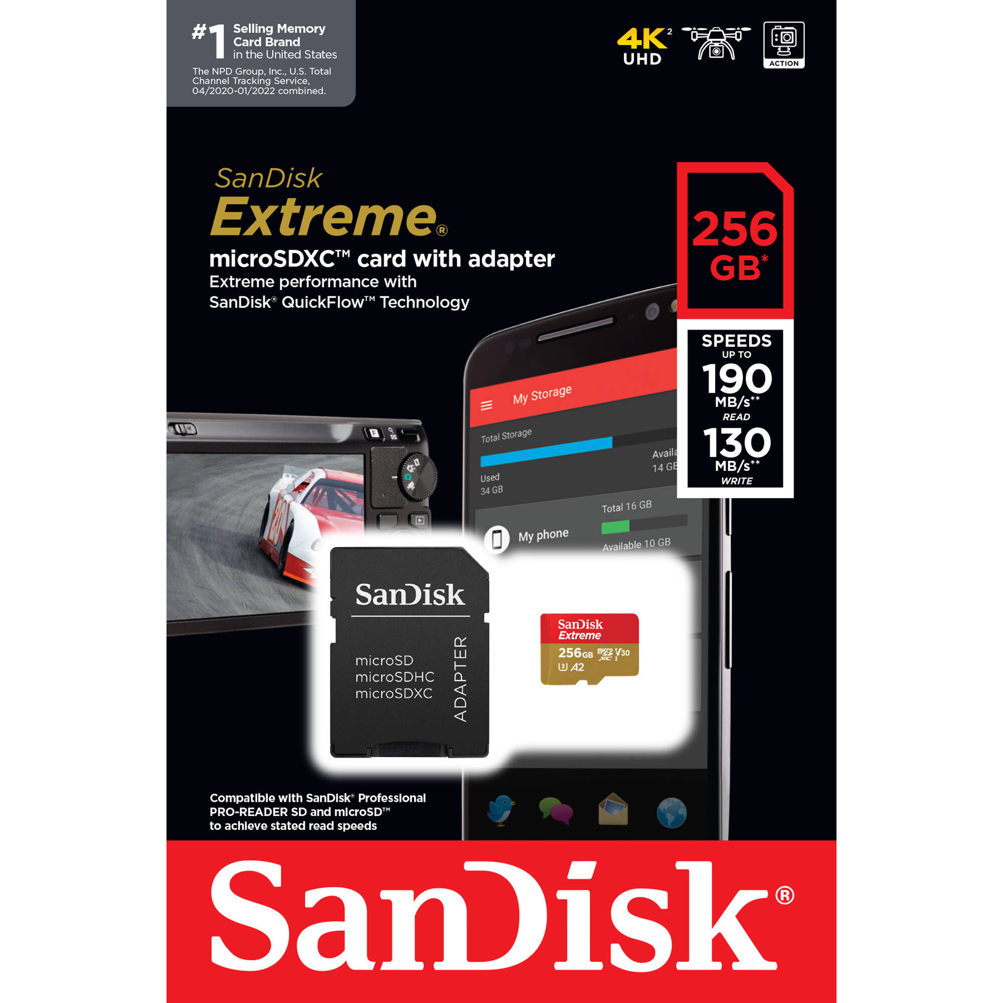 SANDISK - RETAIL MOBILE 256GB EXTREME USD 190/130MB/S C10 UHS U3 V30 A2 — view 5