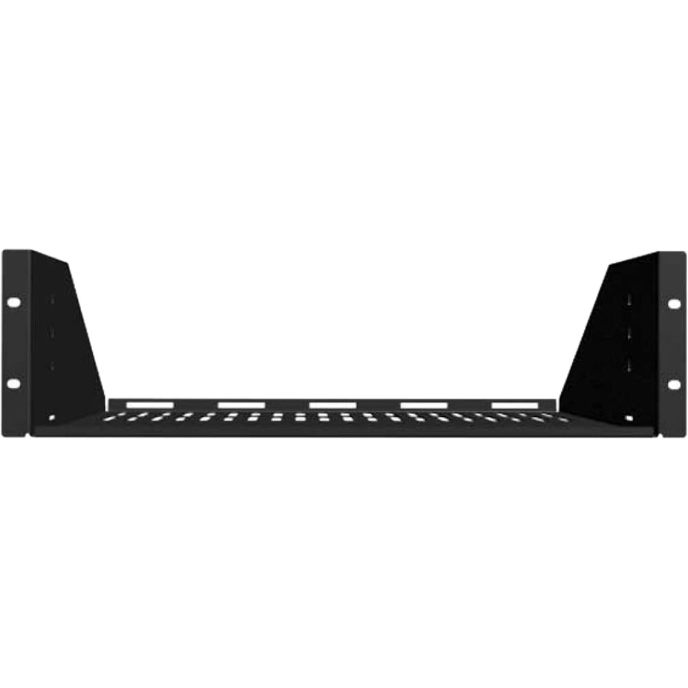 SANUS CASH23-B1 3U vented rack shelf with cable management slots and black powder-coated finish — view 2