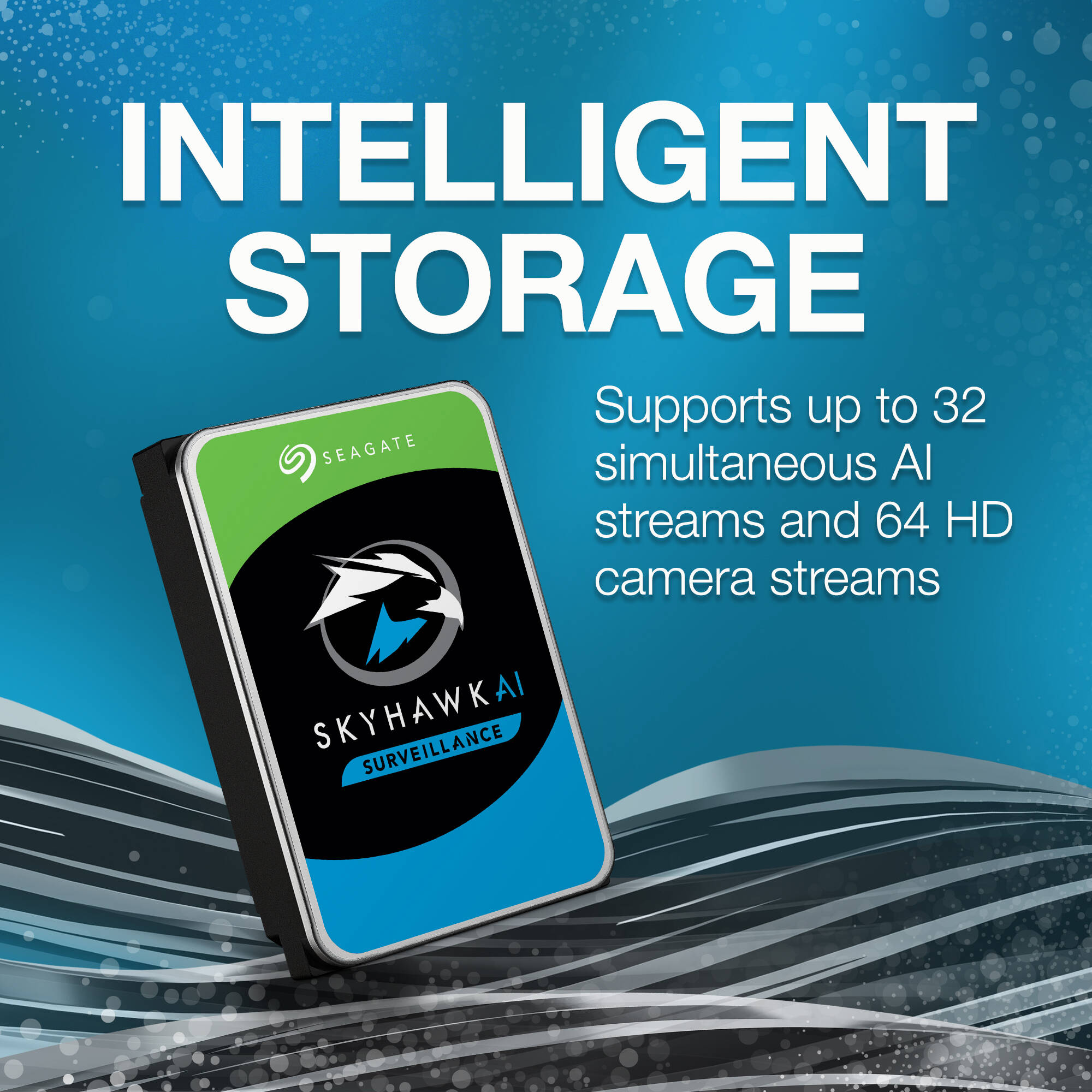 Seagate SkyHawk AI 16TB 3.5-inch SATA internal hard drive for surveillance recording — view 3