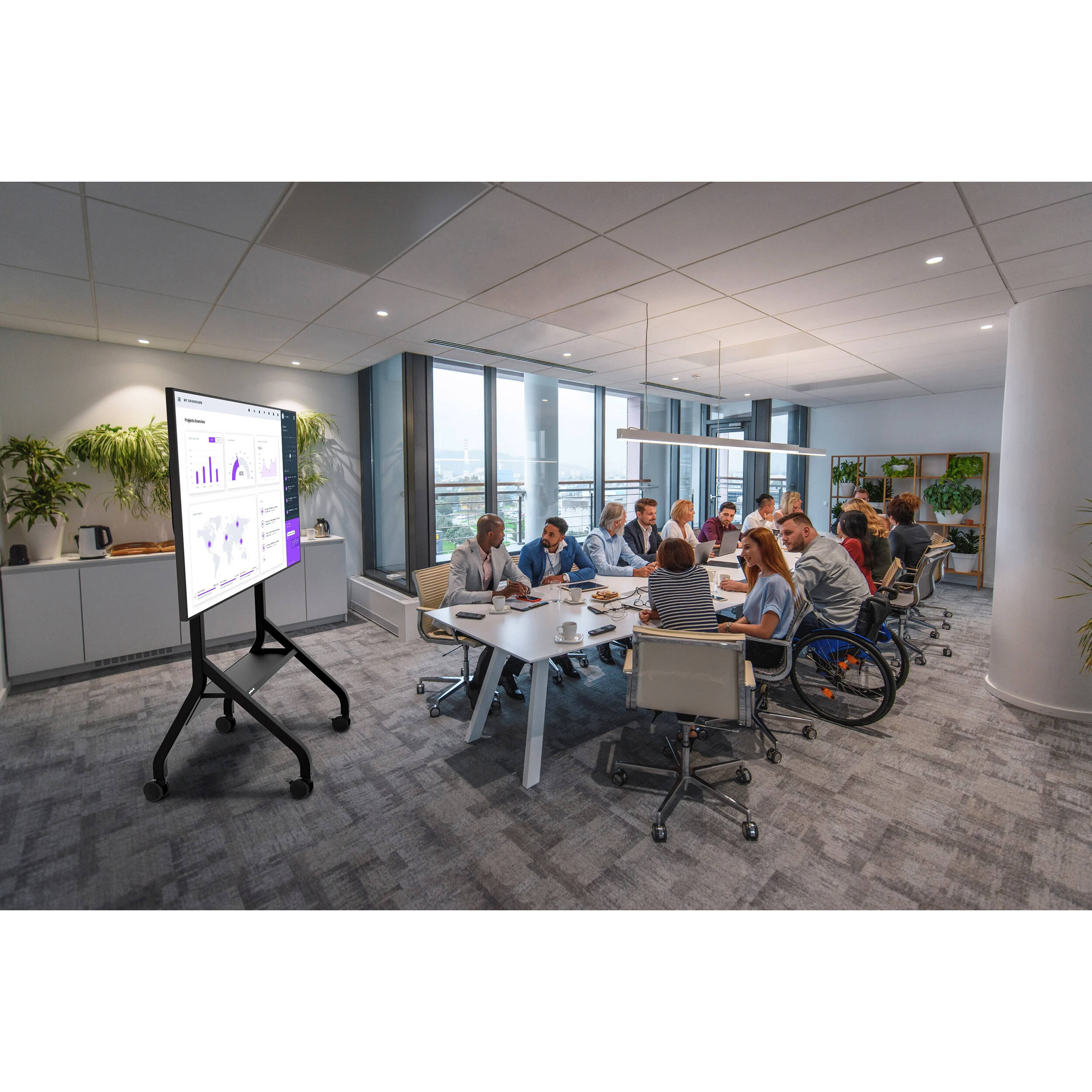 Sharp SmartMount flat panel cart for 55 in to 110 in+ displays in a conference room — view 9