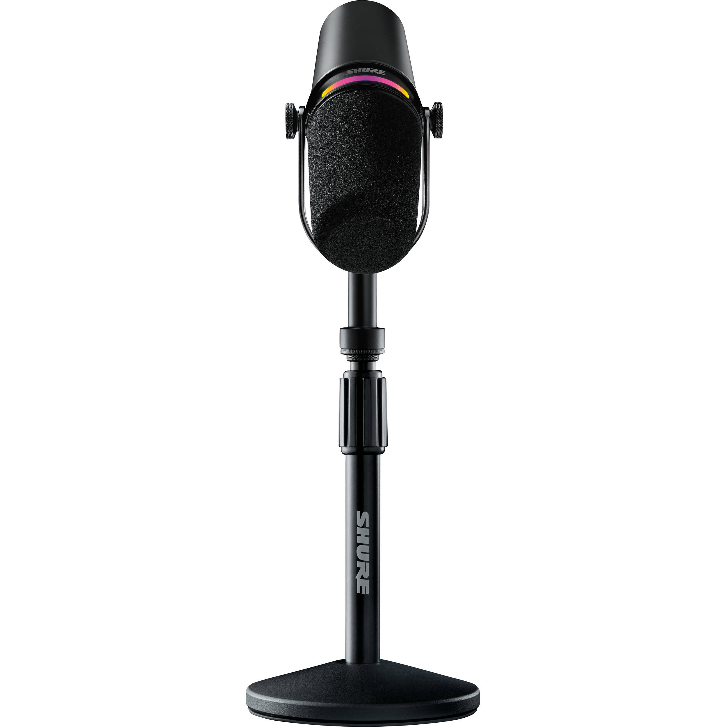 Shure MV7+-K-BNDL black dual-output cardioid dynamic microphone with adjustable desktop stand — view 2