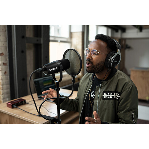 Shure MV7X black dynamic podcast microphone with XLR connector — view 12