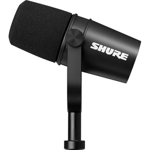 Shure MV7X black dynamic podcast microphone with XLR connector — view 2