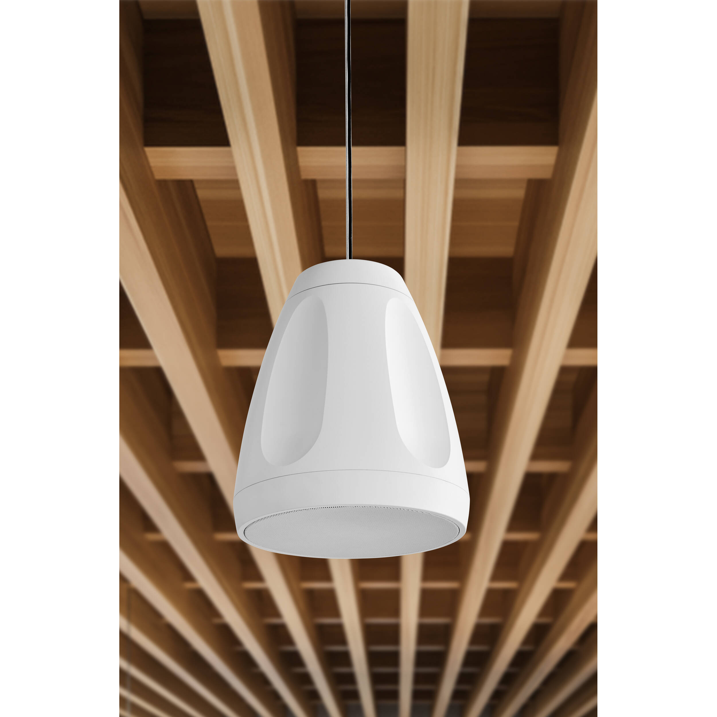 Shure MXN-6W white Dante pendant loudspeaker for commercial ceiling audio — view 8