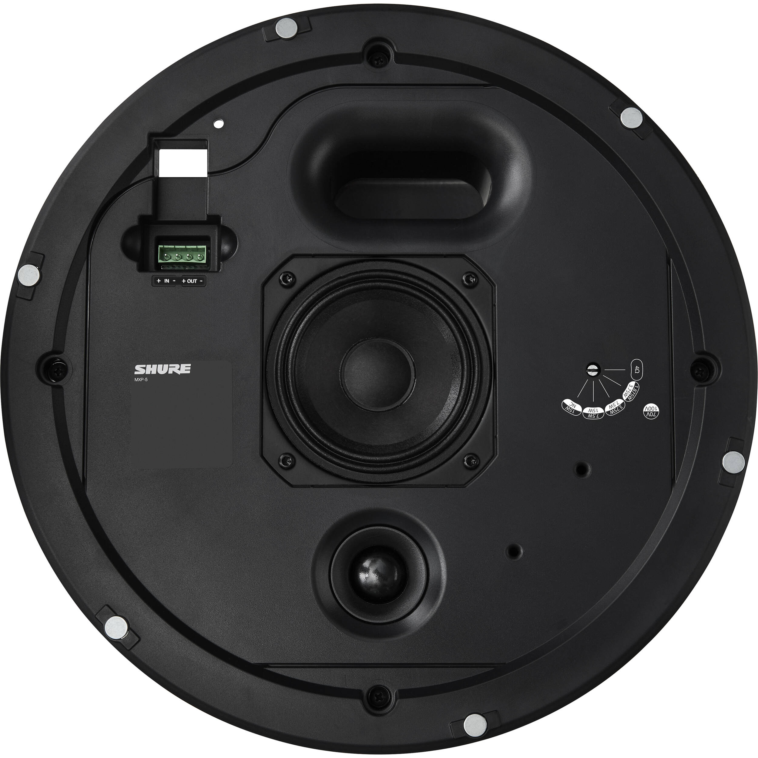 Shure MXP-5W white ceiling loudspeaker for 8 ohm and transformer audio installations — view 3