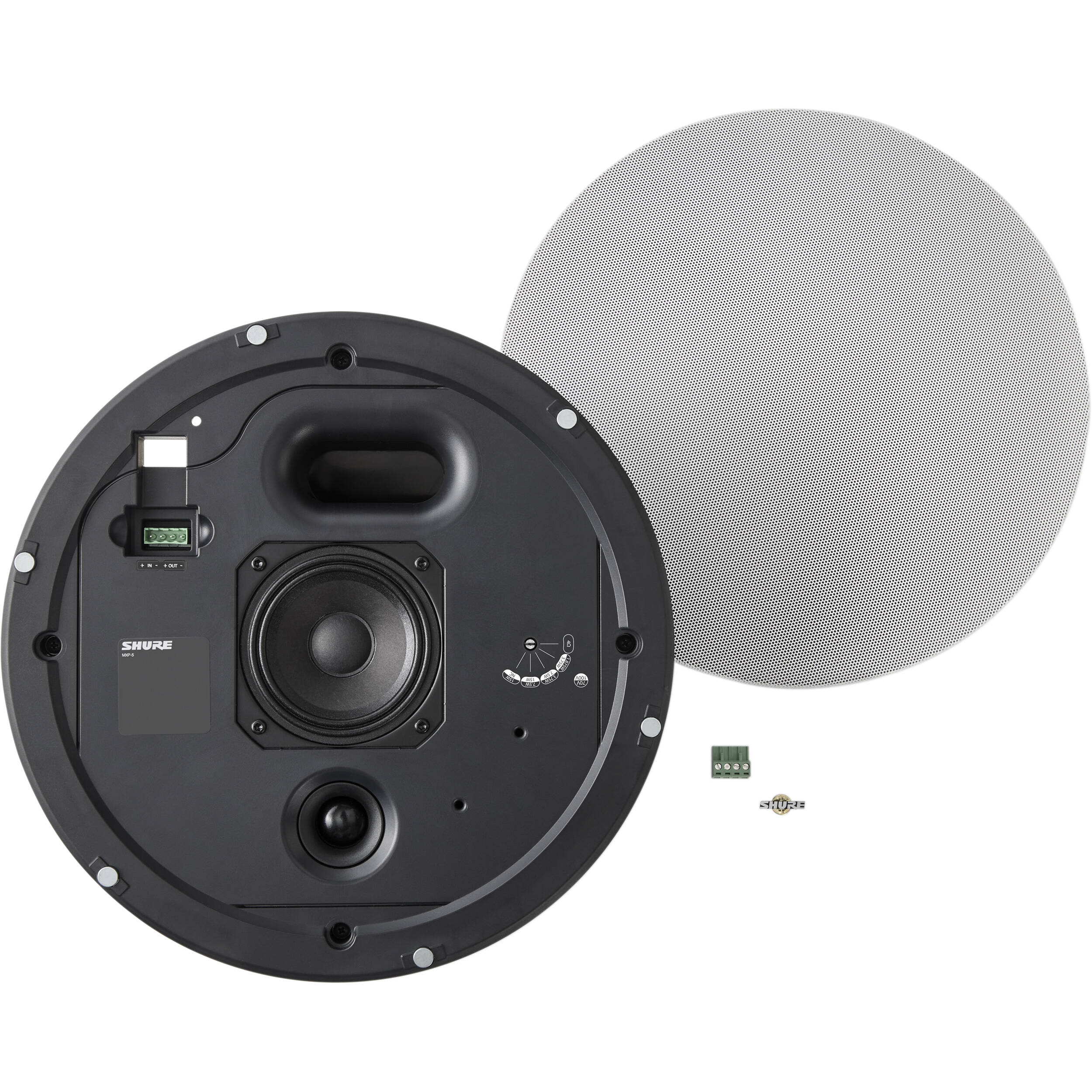 Shure MXP-5W white ceiling loudspeaker for 8 ohm and transformer audio installations — view 5