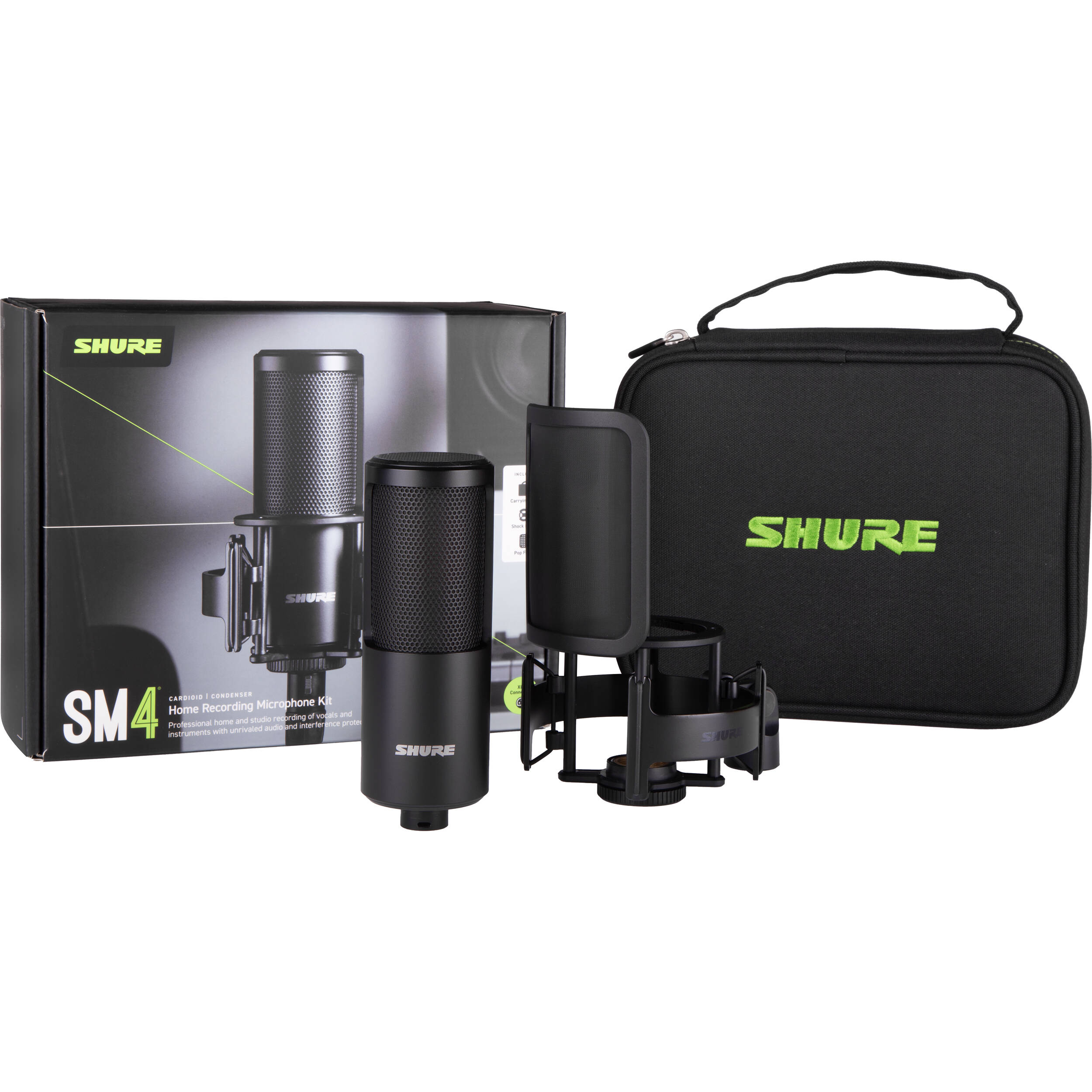 Shure SM4-K-KIT black microphone kit with shock mount and carrying case — view 7