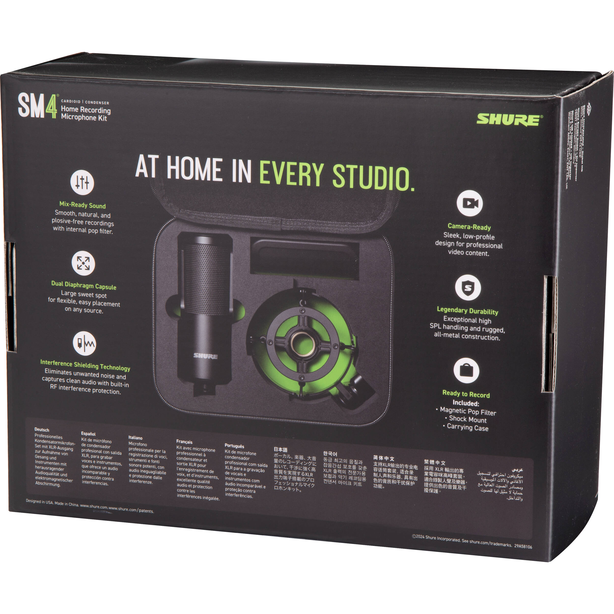 Shure SM4-K black microphone with hard mount for fixed installation — view 6