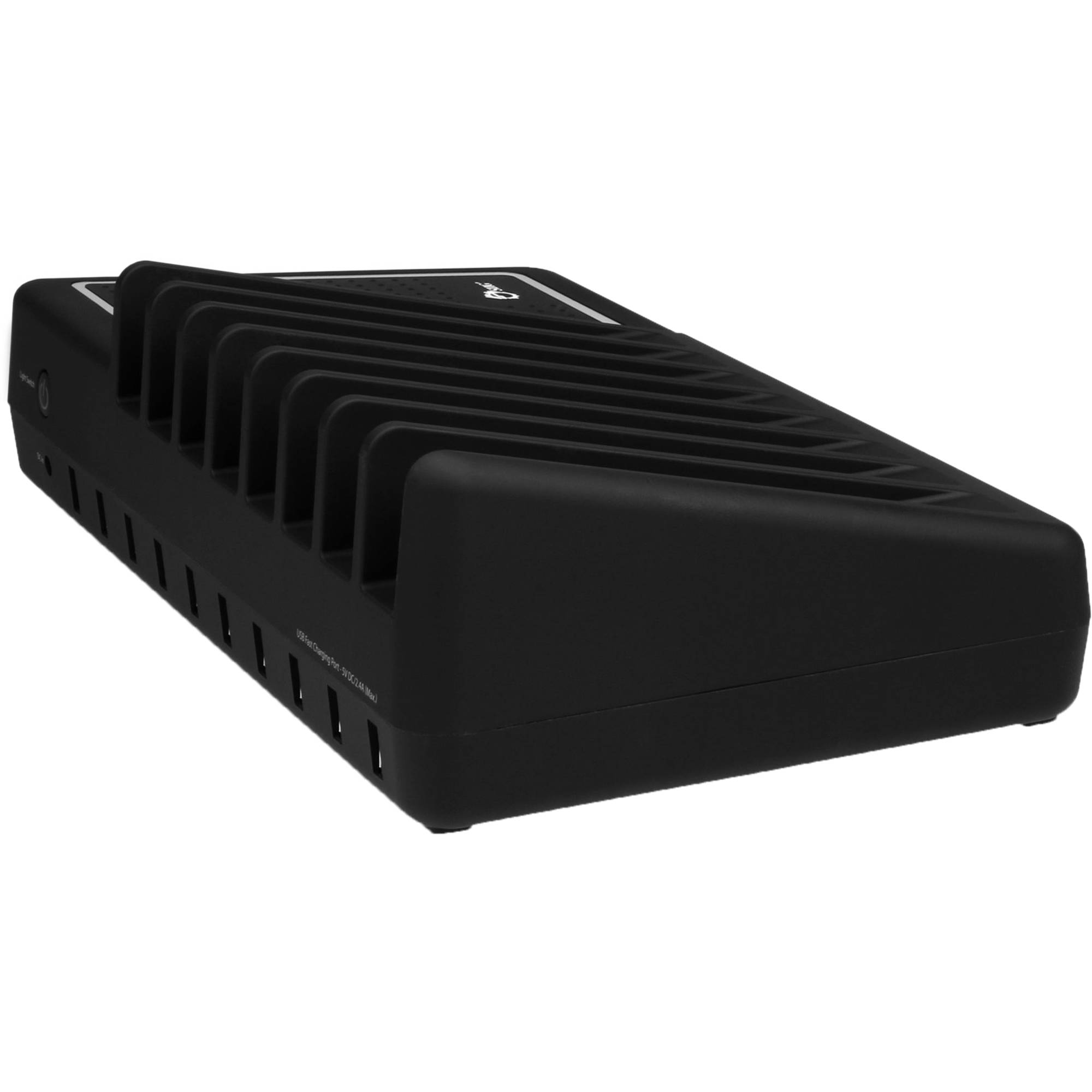 SIIG 10-port USB charging station with ambient light deck for desktop device charging — view 2