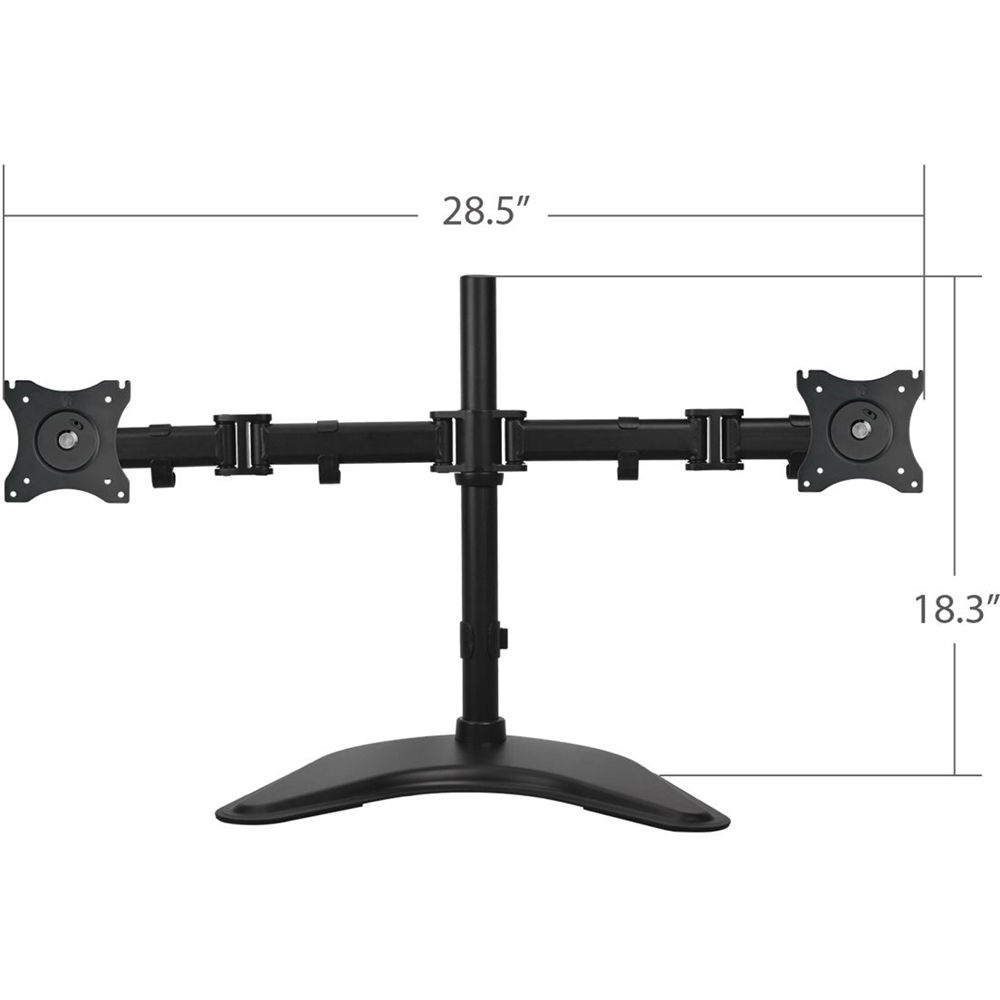 SIIG freestanding dual monitor desk stand with articulated arms for two 13-inch to 27-inch displays — view 3