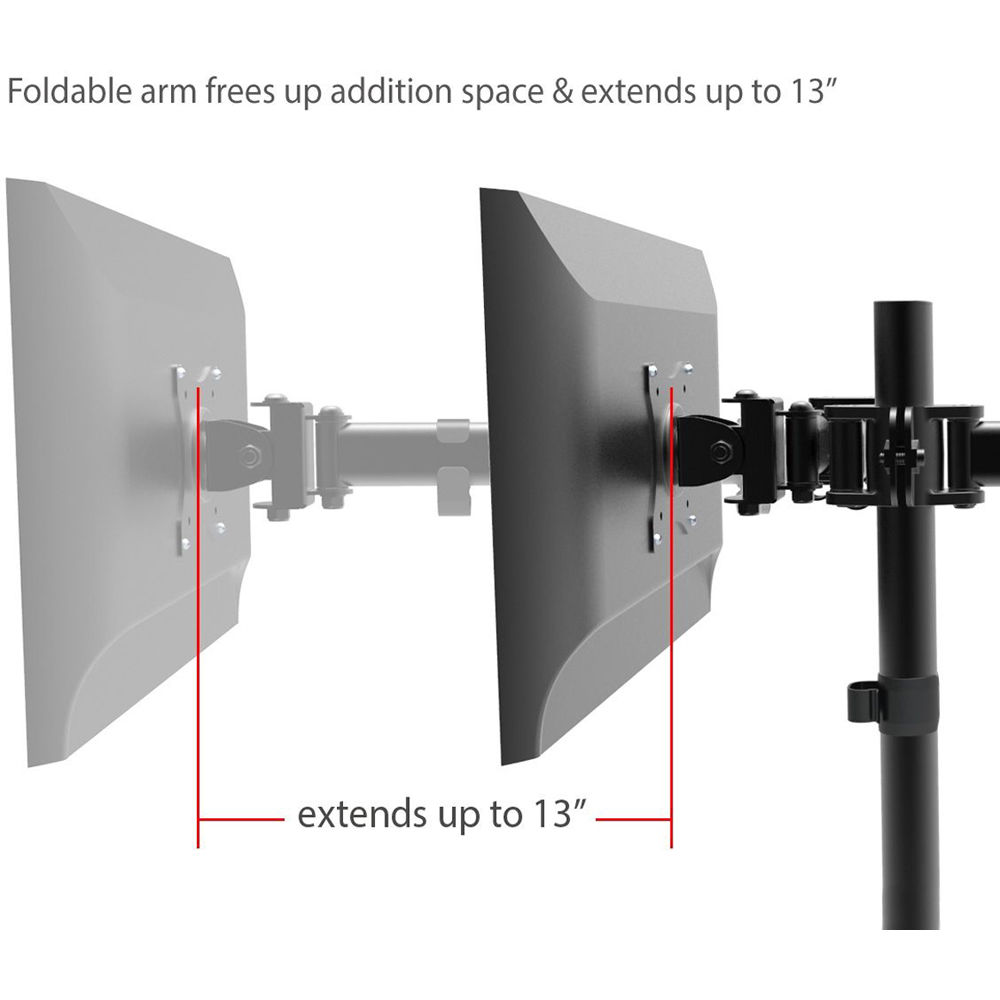 SIIG freestanding dual monitor desk stand with articulated arms for two 13-inch to 27-inch displays — view 5